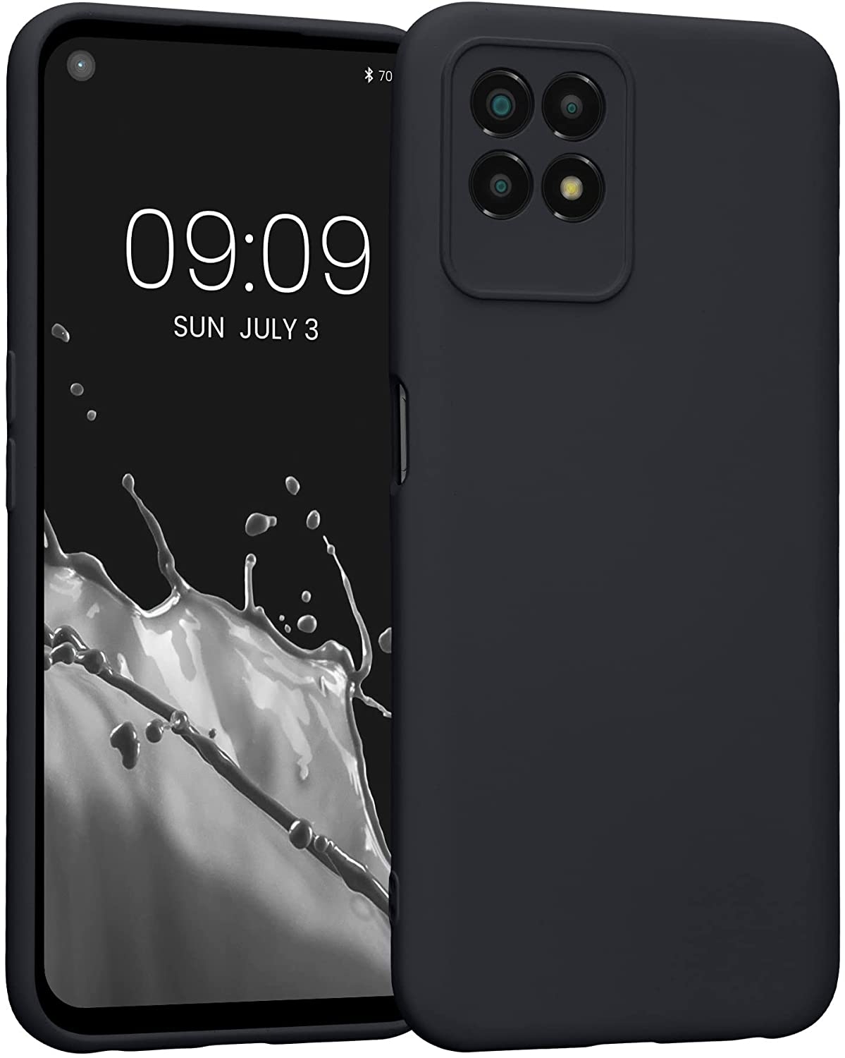 KWmobile Soft Slim Flexible Rubber Cover with Camera Protector - Θήκη Σιλικόνης Realme 8i με Πλαίσιο Κάμερας - Black Matte