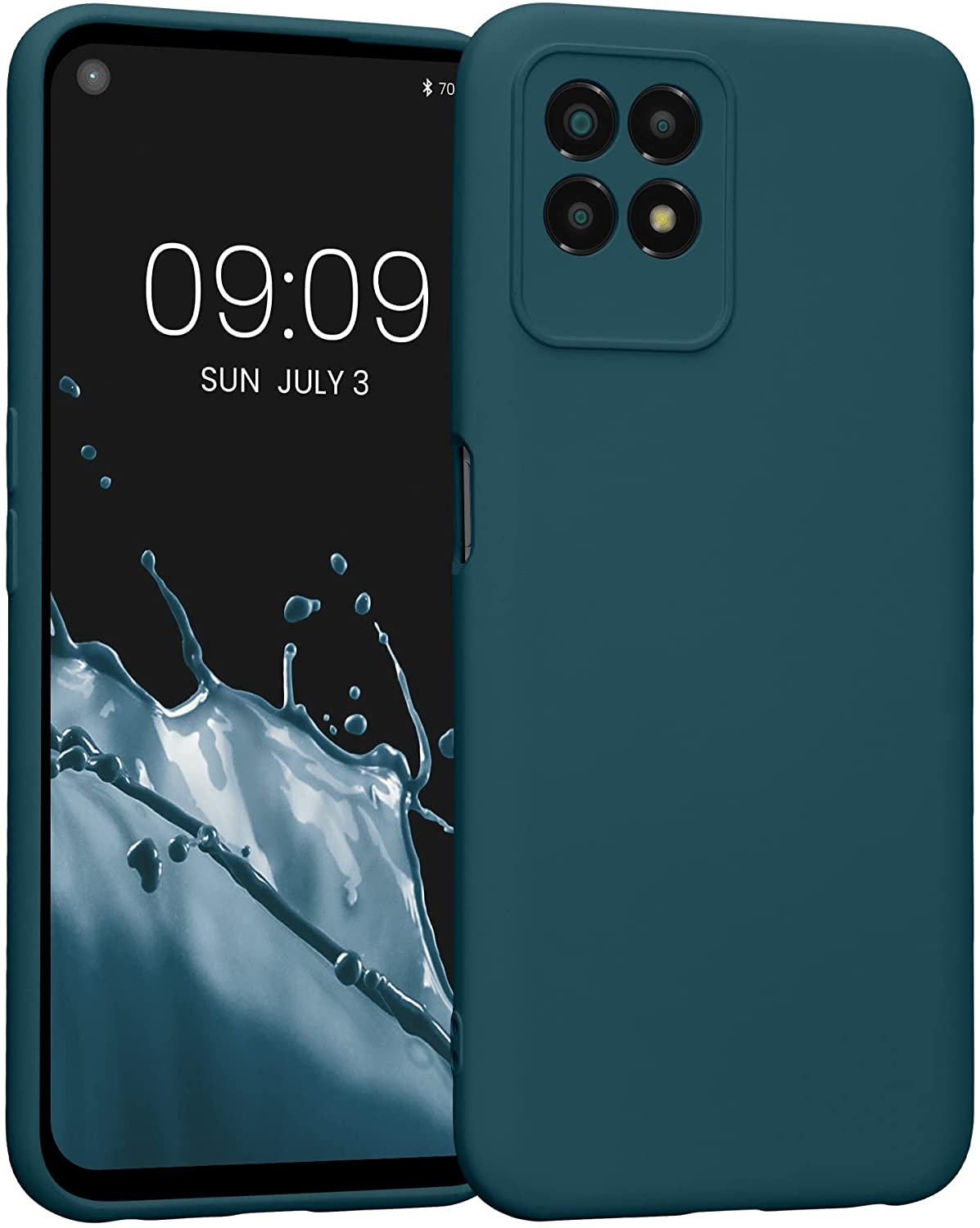 KWmobile Soft Slim Flexible Rubber Cover with Camera Protector - Θήκη Σιλικόνης Realme 8i με Πλαίσιο Κάμερας - Teal Matte