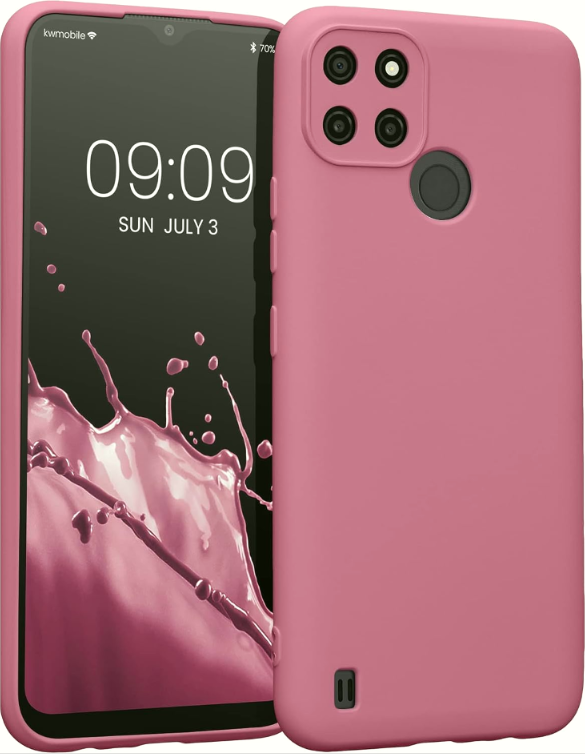 KWmobile Soft Slim Flexible Rubber Cover with Camera Protector - Θήκη Σιλικόνης Realme C21Y / C25Y με Πλαίσιο Κάμερας - Dark Rose