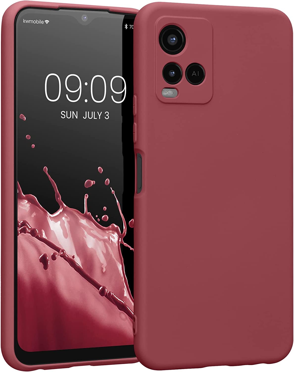 KWmobile Soft Slim Flexible Rubber Cover with Camera Protector - Θήκη Σιλικόνης Vivo Y21 με Πλαίσιο Κάμερας - Dark Rose (57577.167)