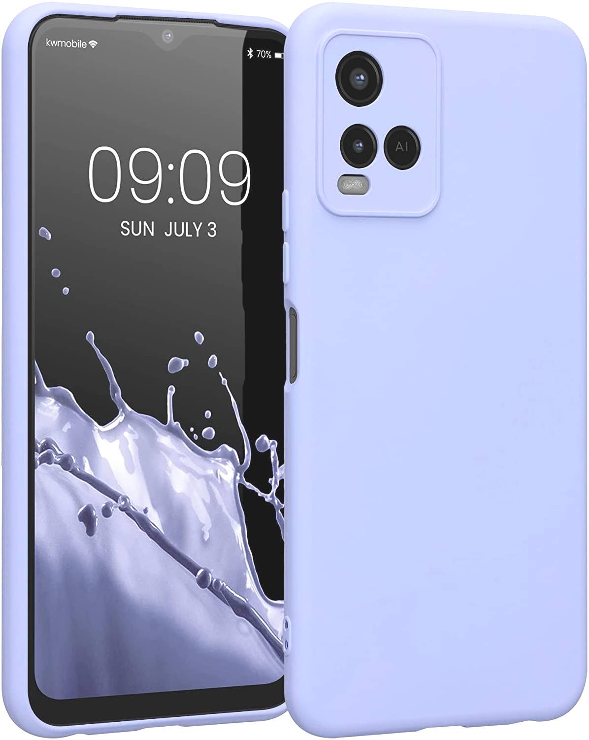 KWmobile Soft Slim Flexible Rubber Cover with Camera Protector - Θήκη Σιλικόνης Vivo Y21 με Πλαίσιο Κάμερας - Light Lavender (57577.139)