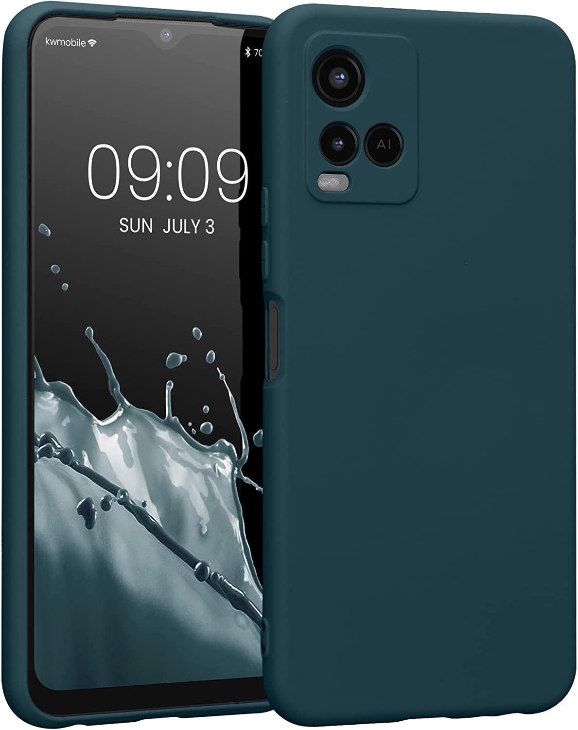 KWmobile Soft Slim Flexible Rubber Cover with Camera Protector - Θήκη Σιλικόνης Vivo Y21 με Πλαίσιο Κάμερας - Teal Matte