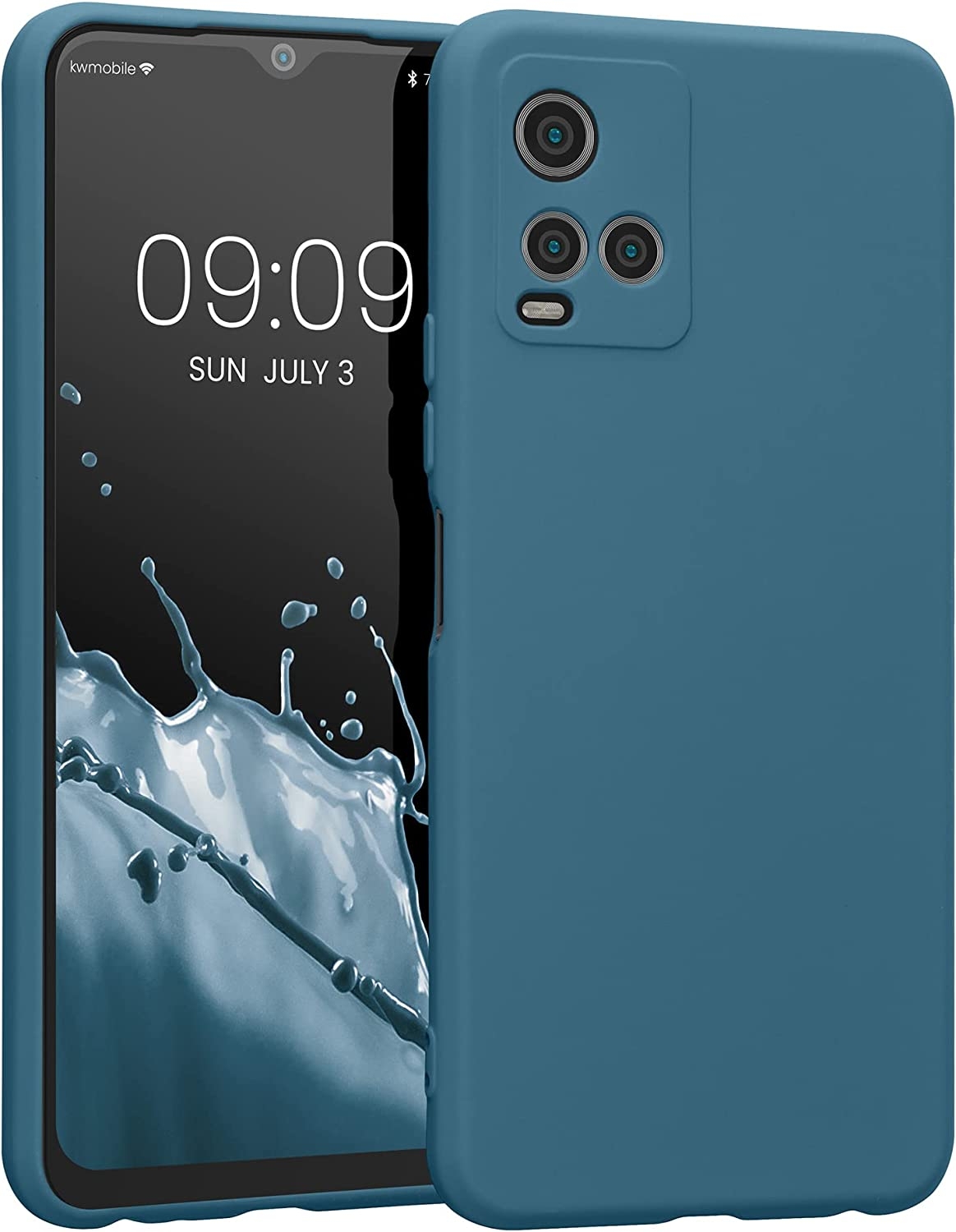 KWmobile Soft Slim Flexible Rubber Cover with Camera Protector - Θήκη Σιλικόνης Vivo Y33s με Πλαίσιο Κάμερας - Petrol