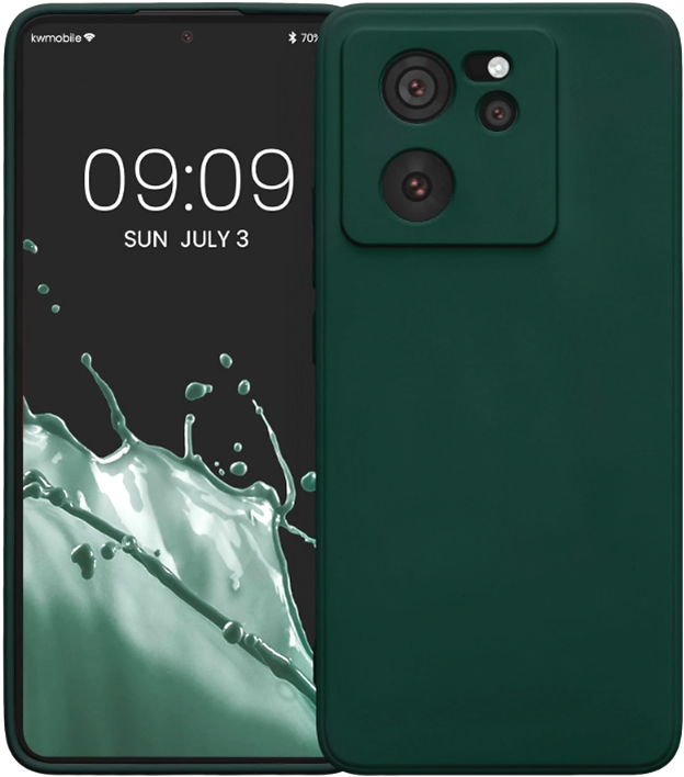 KWmobile Soft Slim Flexible Rubber Cover with Camera Protector - Θήκη Σιλικόνης Xiaomi 13T / 13T Pro με Πλαίσιο Κάμερας - Moss Green