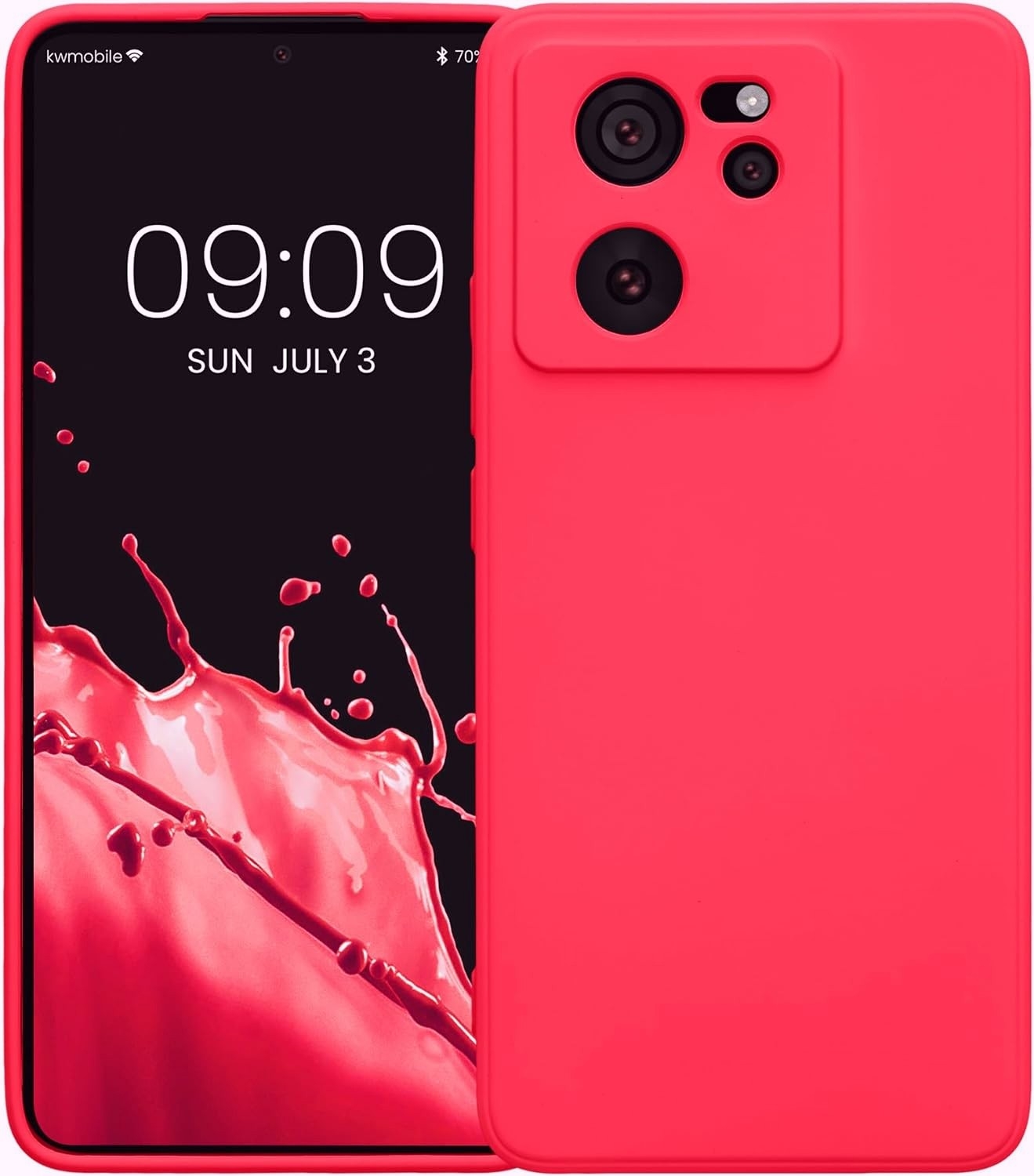 KWmobile Soft Slim Flexible Rubber Cover with Camera Protector - Θήκη Σιλικόνης Xiaomi 13T / 13T Pro με Πλαίσιο Κάμερας - Neon Pink