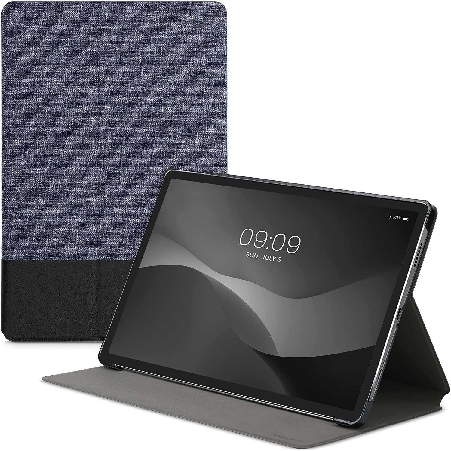 KW Θήκη Flip - Lenovo Tab P11 Pro 11.5" - PU Leather Canvas Tablet Cover with Stand - Dark Blue / Black