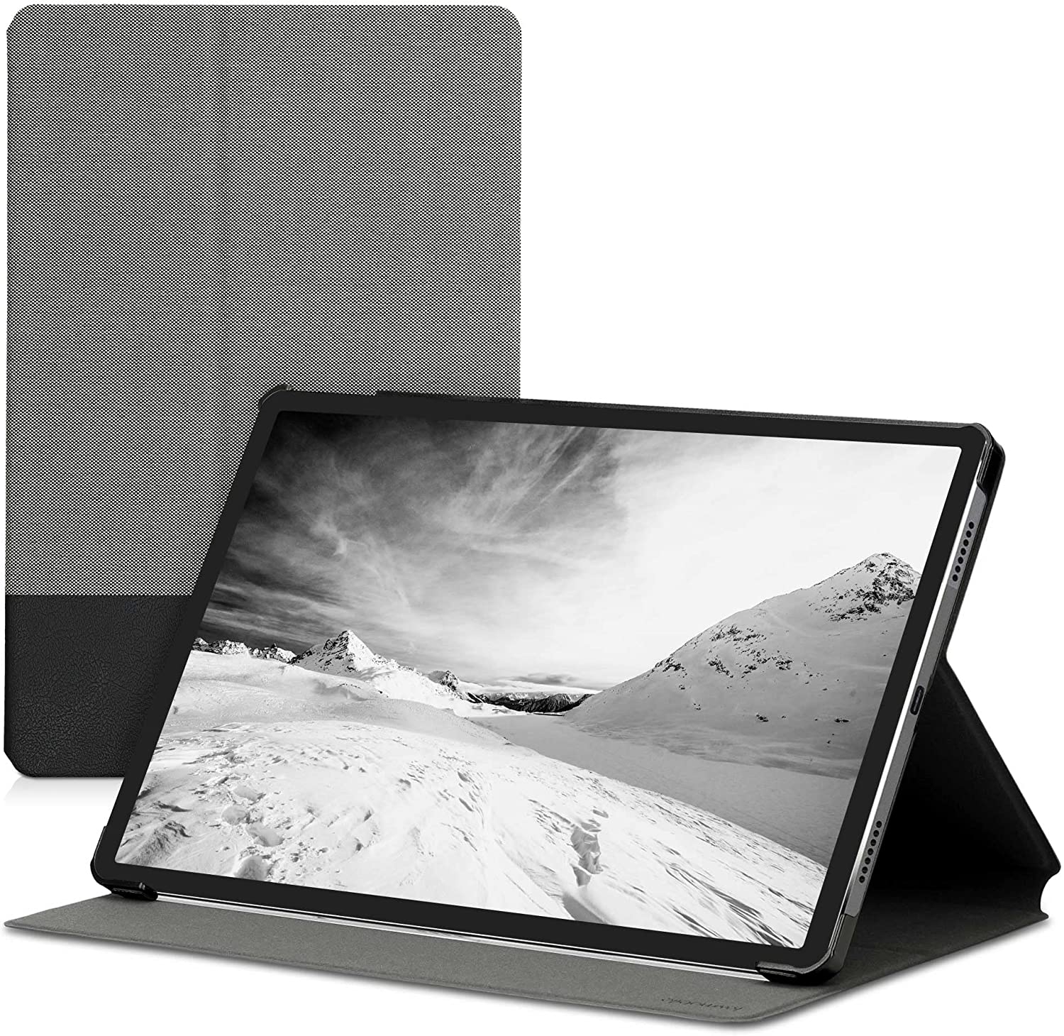 KW Θήκη Flip - Lenovo Tab P11 Pro 11.5" - PU Leather Canvas Tablet Cover with Stand - Grey / Black