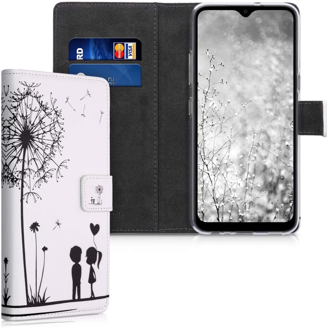 KWmobile Θήκη - Πορτοφόλι LG K41S - Dandelion Love Black / White 
