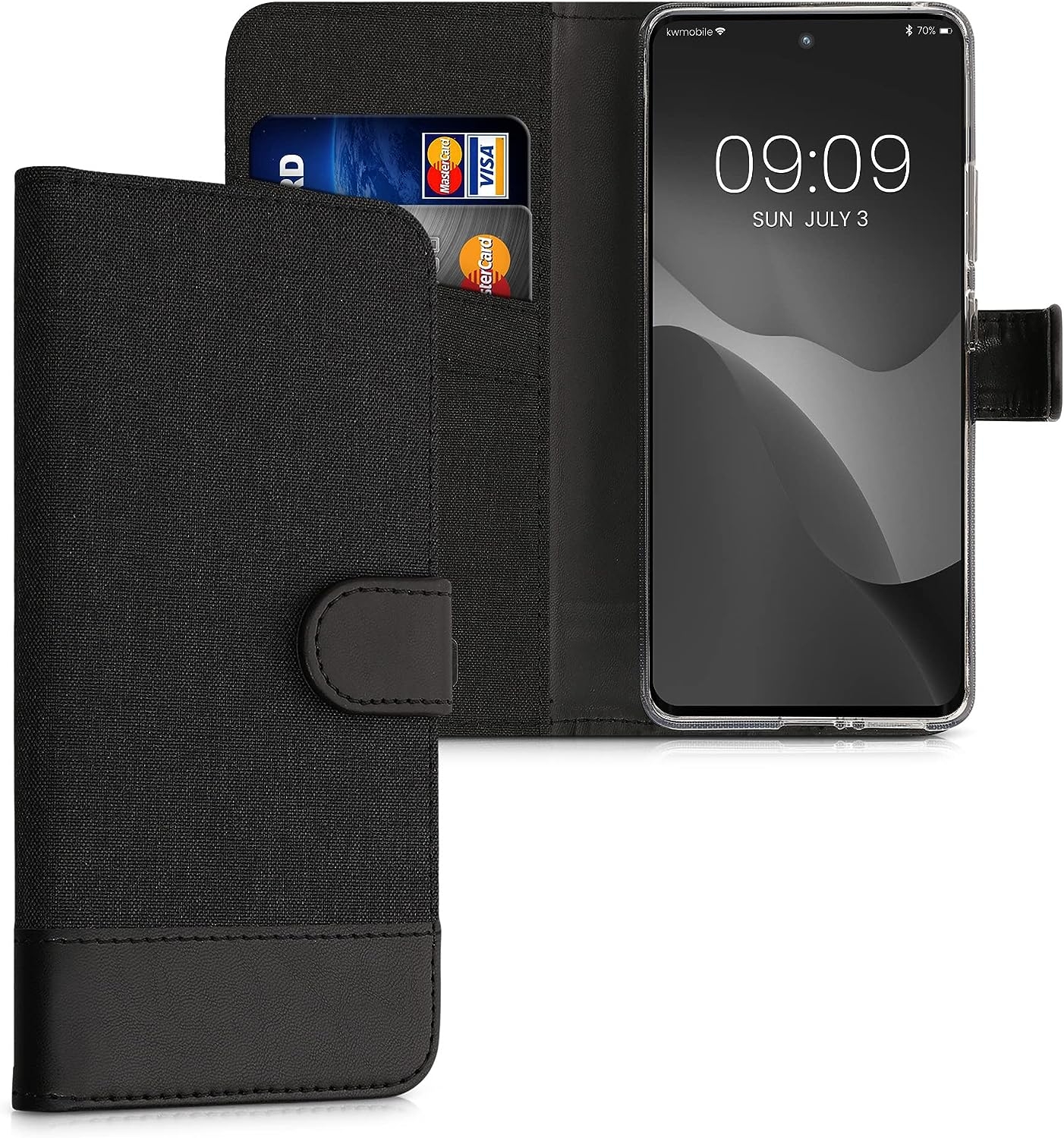 KWmobile Θήκη Πορτοφόλι Motorola Edge 30 Fusion - Anthracite / Black