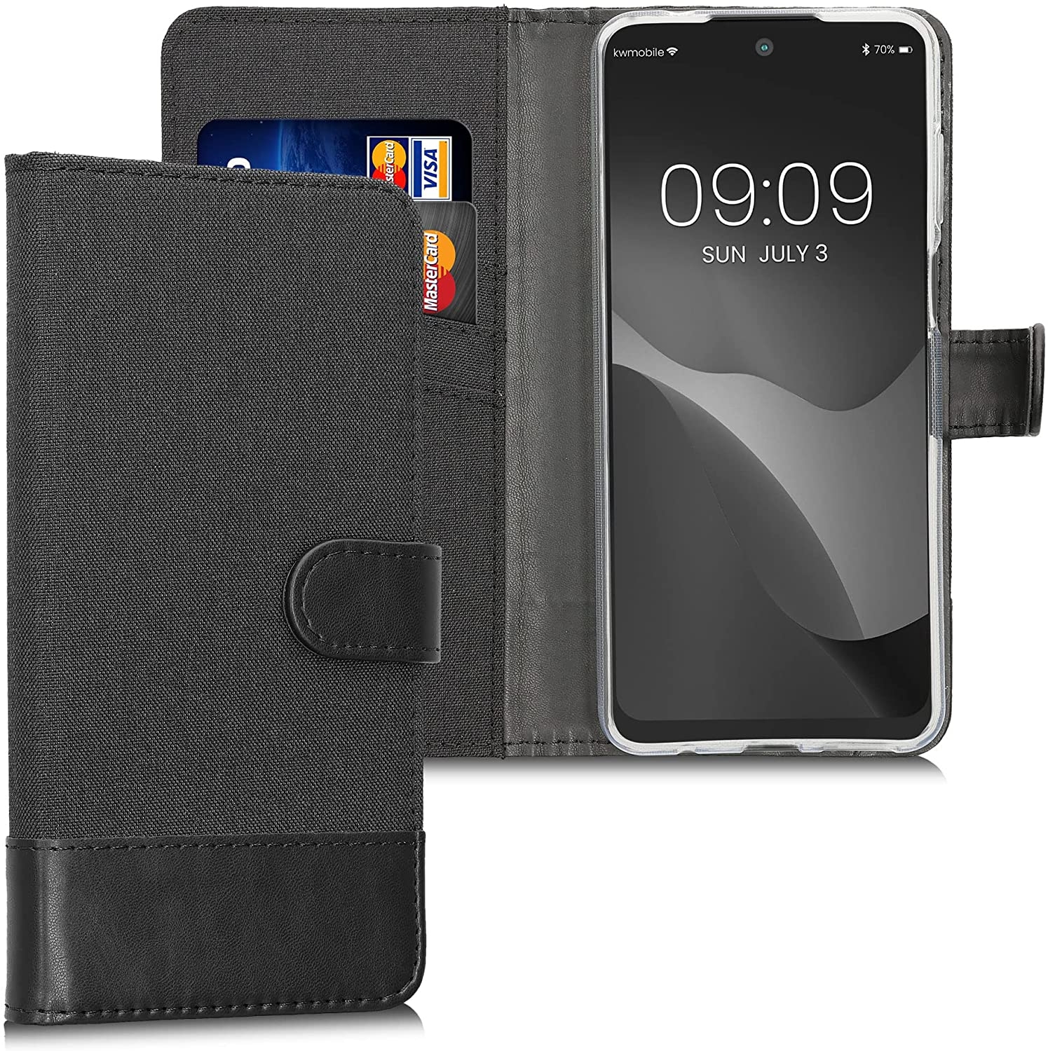 KWmobile Θήκη - Πορτοφόλι Motorola Moto G22 - Anthracite / Black