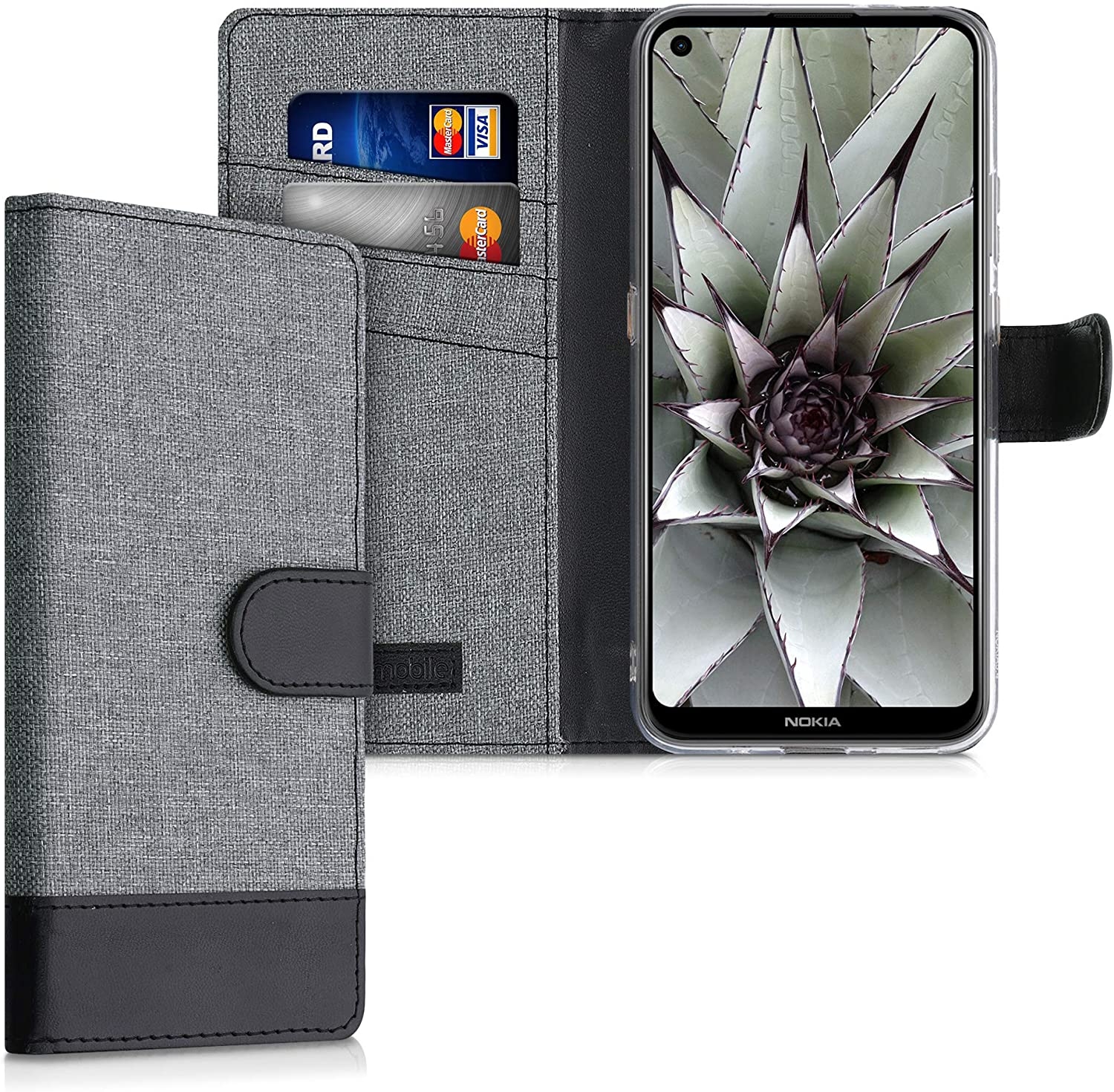 KWmobile Θήκη Πορτοφόλι Nokia 3.4 - Grey / Black