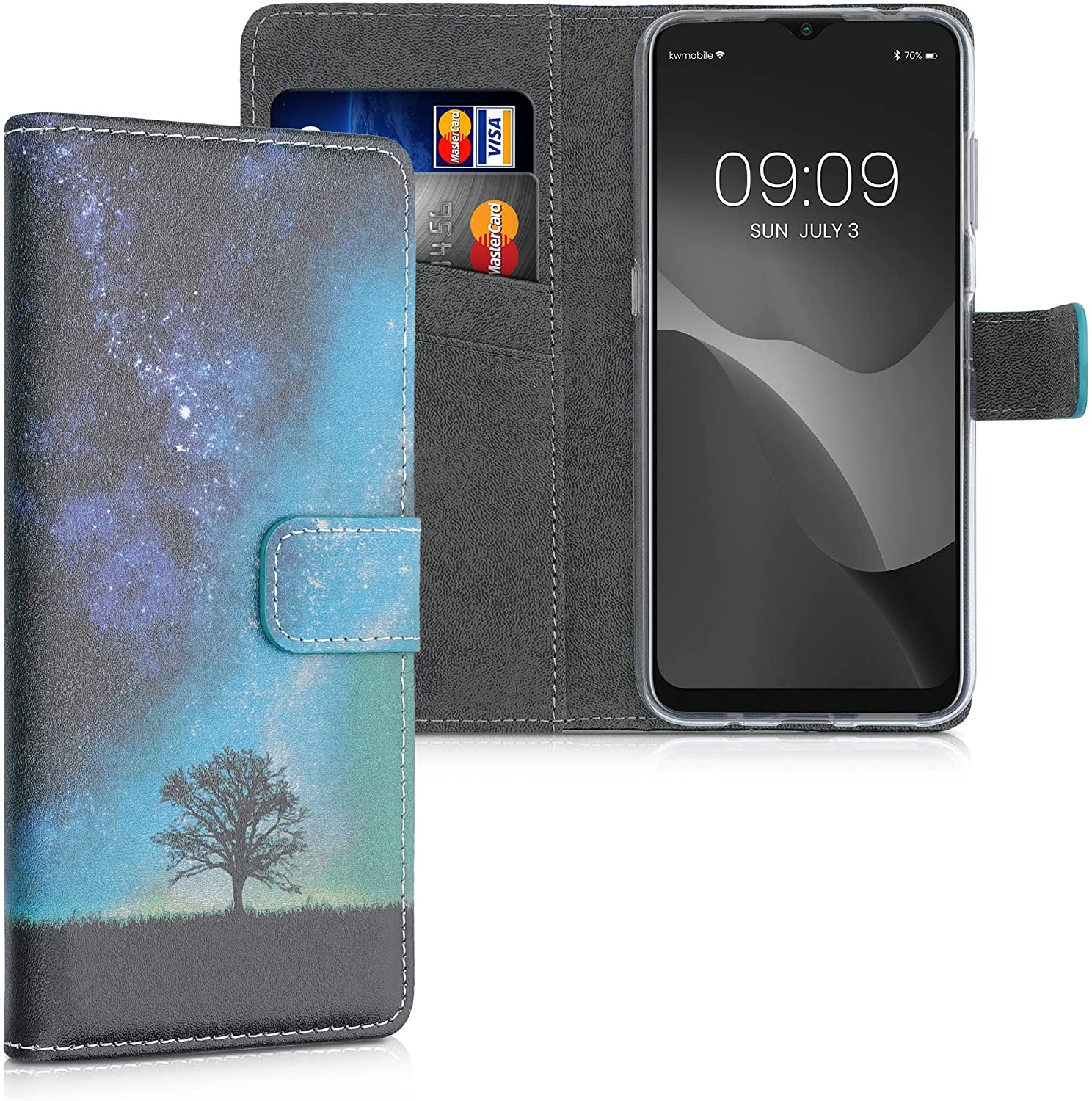 KWmobile Θήκη - Πορτοφόλι Nokia G20 / G10 - Cosmic Nature / Blue / Grey / Black