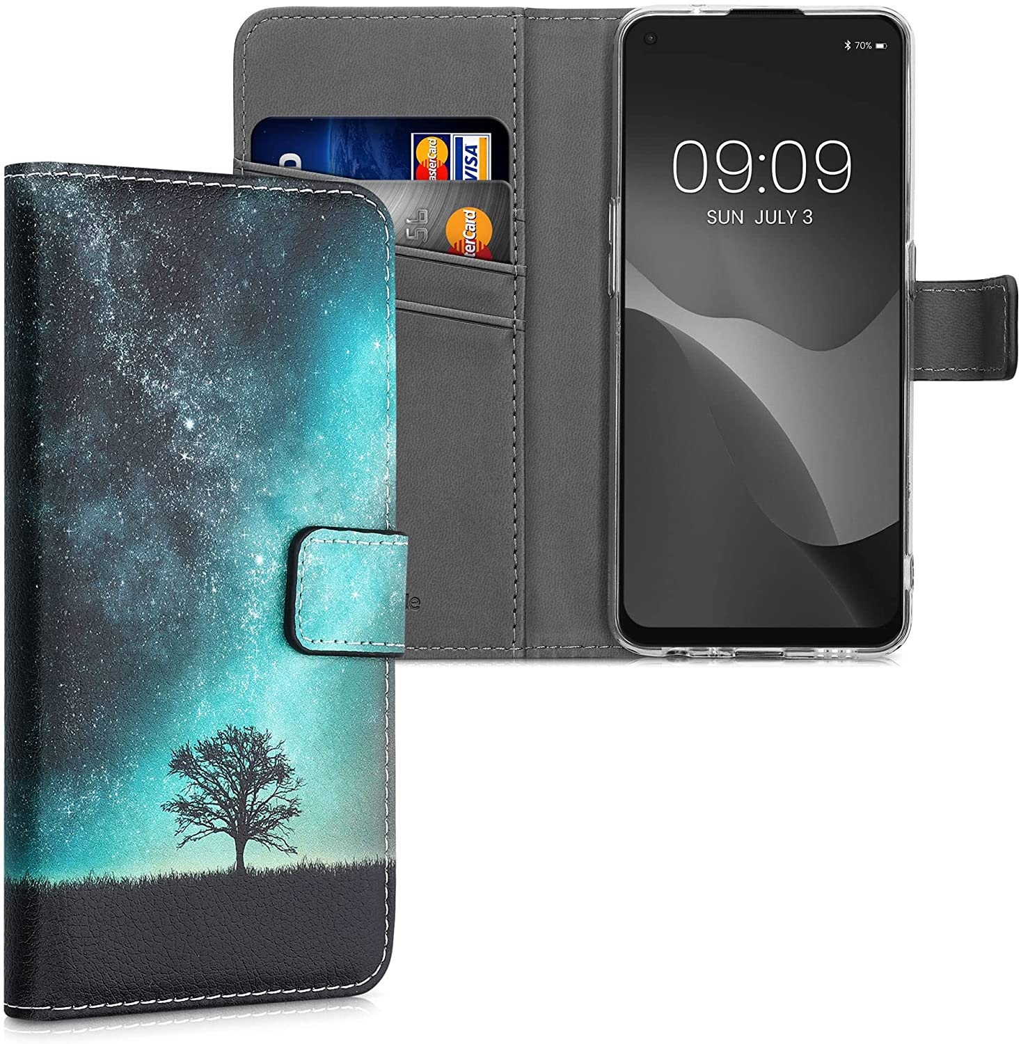 KWmobile Θήκη - Πορτοφόλι Oppo A94 5G - Cosmic Nature / Blue / Grey / Black