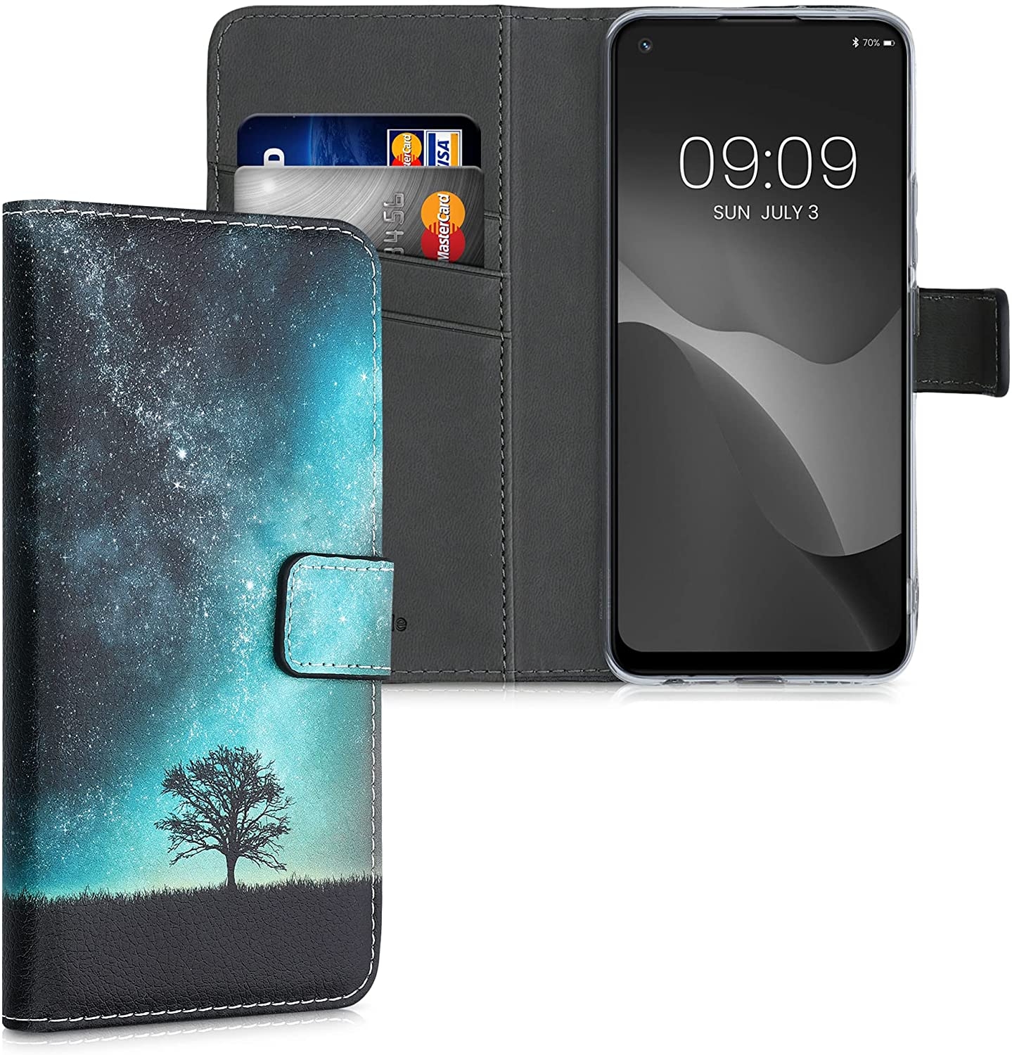 KWmobile Θήκη - Πορτοφόλι Realme 8 / 8 Pro - Cosmic Nature / Blue / Grey / Black