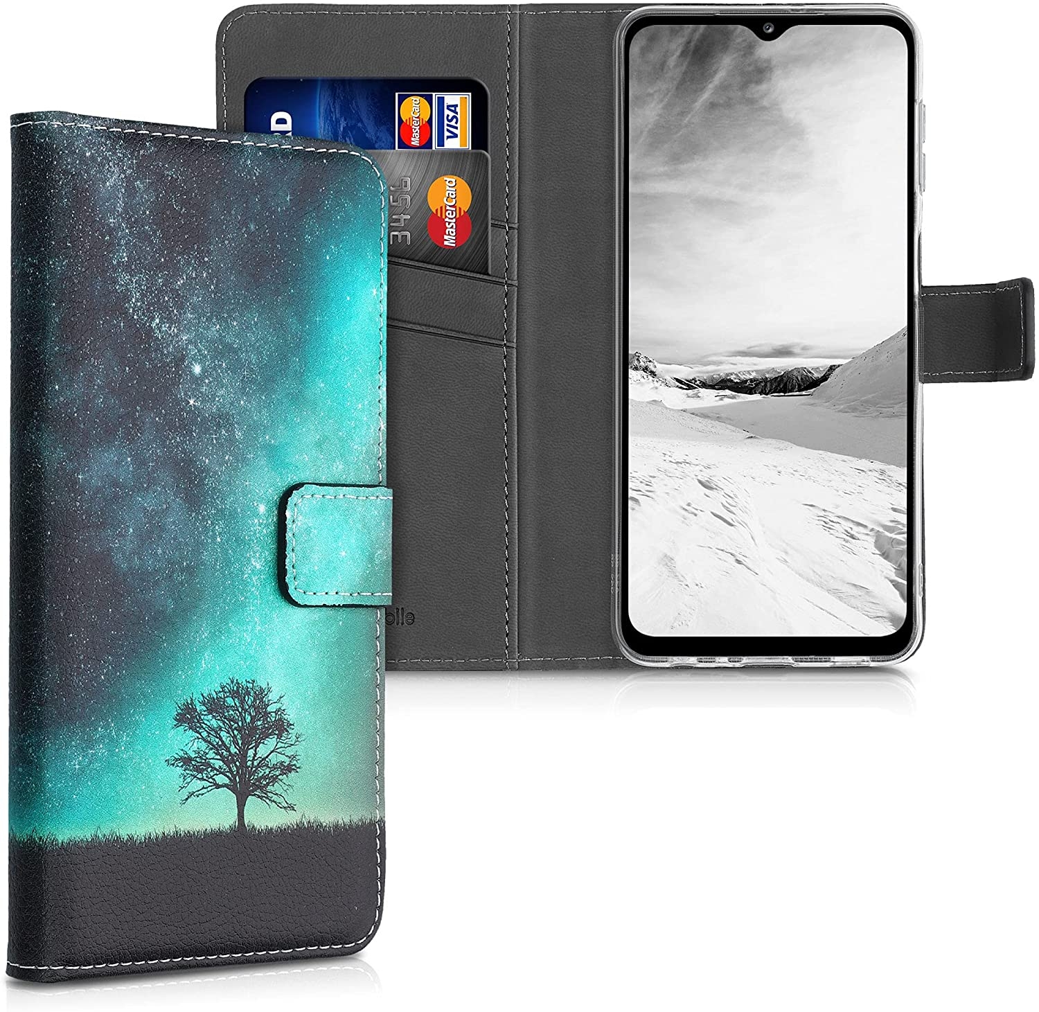 KWmobile Θήκη - Πορτοφόλι Samsung Galaxy A32 5G - Cosmic Nature - Blue / Grey / Black