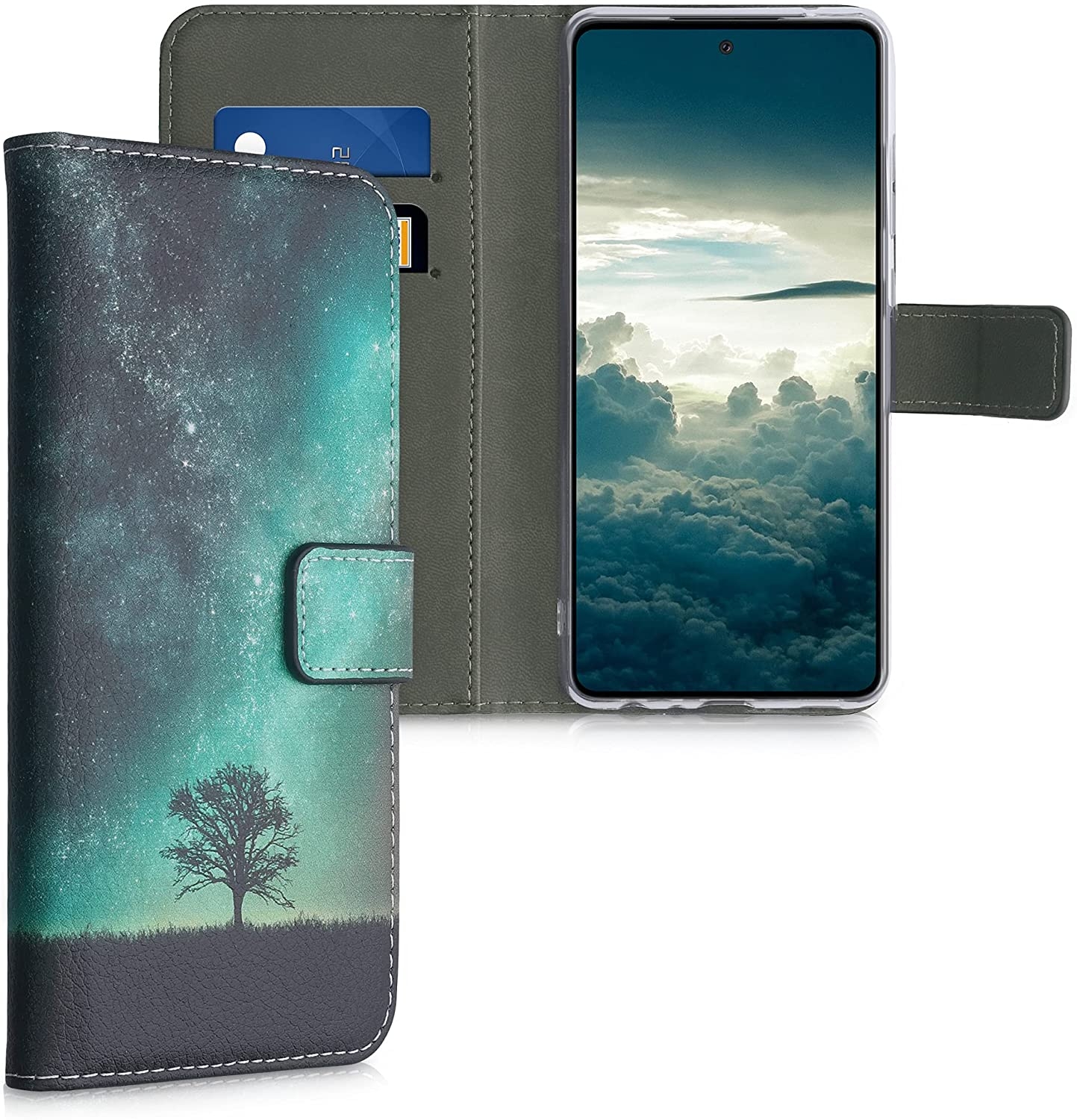 KWmobile Θήκη - Πορτοφόλι Samsung Galaxy A52 / A52s 5G - Cosmic Nature Blue / Grey / Black