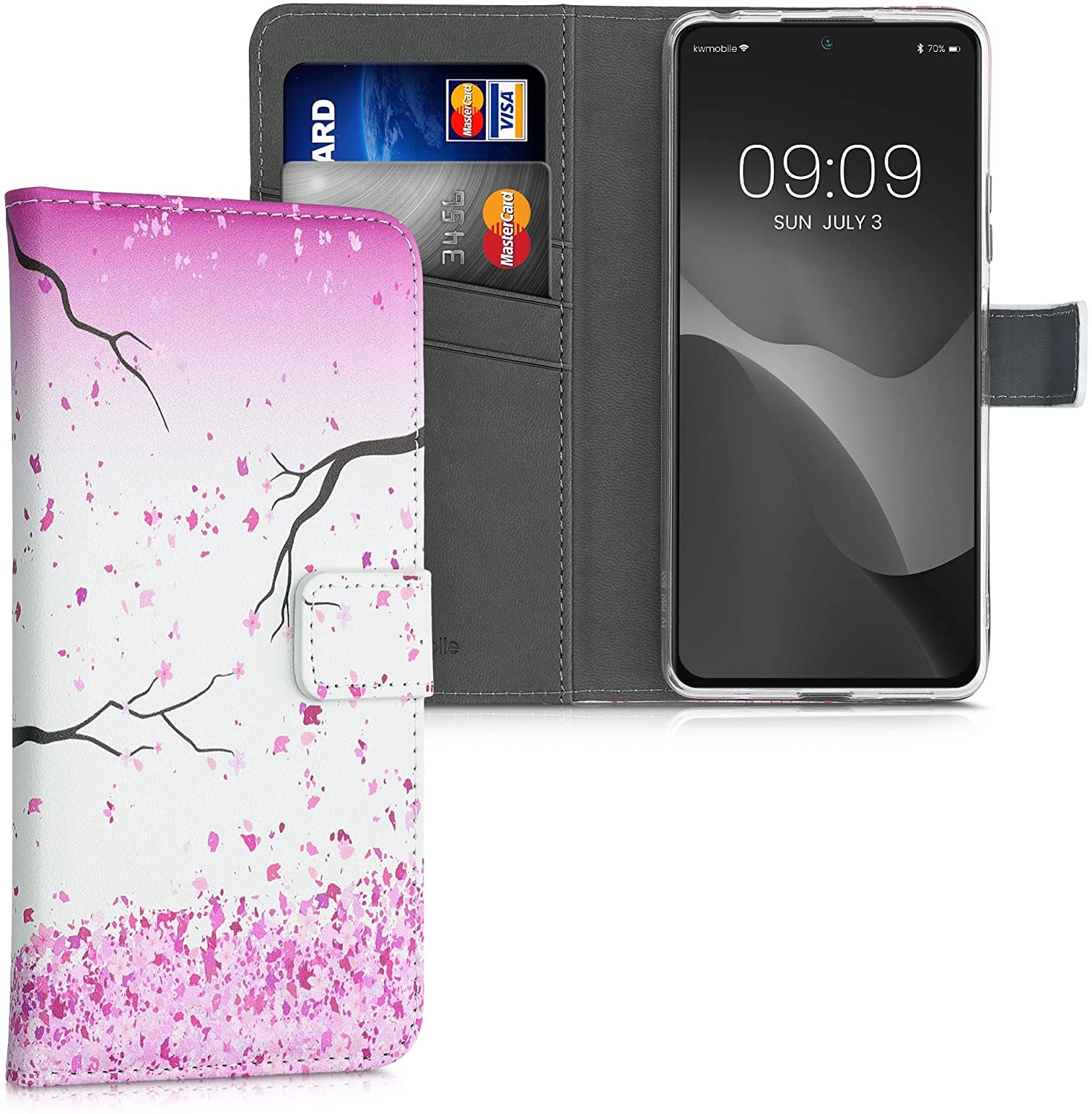 KWmobile Θήκη - Πορτοφόλι Xiaomi Redmi Note 10 Pro - Cherry Blossoms / Pink / Dark Brown / White