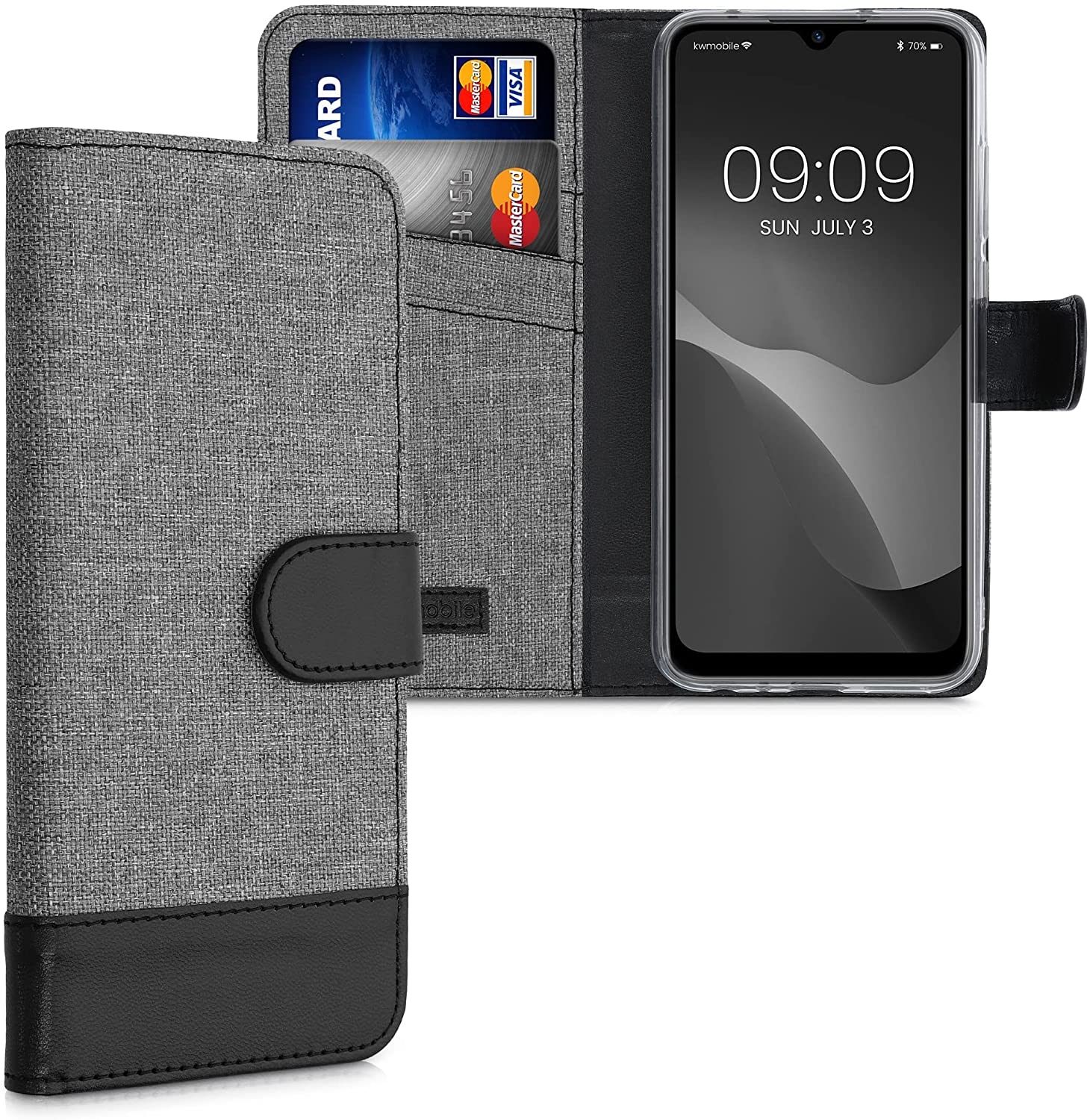 KWmobile Θήκη - Πορτοφόλι Xiaomi Redmi Note 8T - Grey / Black