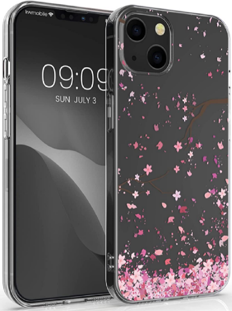 KWmobile Θήκη Σιλικόνης Apple iPhone 13 - Cherry Blossoms / Pink / Dark Brown / Transparent