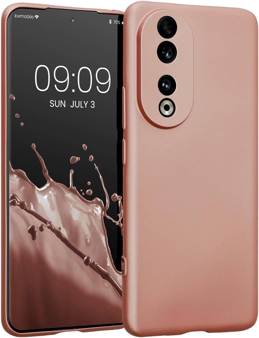 KWmobile Θήκη Σιλικόνης Honor 90 με Πλαίσιο Κάμερας - Metallic Rose Gold