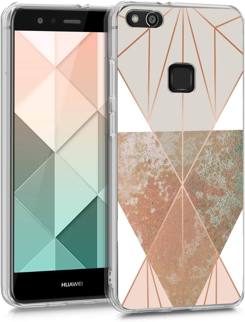 KWmobile Θήκη Σιλικόνης IMD Design - Huawei P10 Lite - Beige / Rose Gold / White
