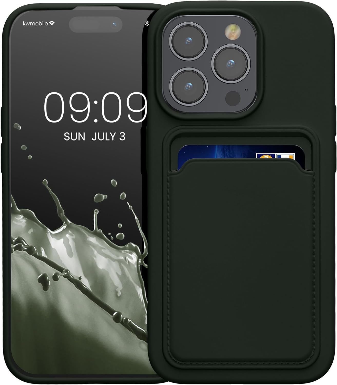 KWmobile Θήκη Σιλικόνης με Υποδοχή για Κάρτα - Apple iPhone 15 Pro - Dark Green
