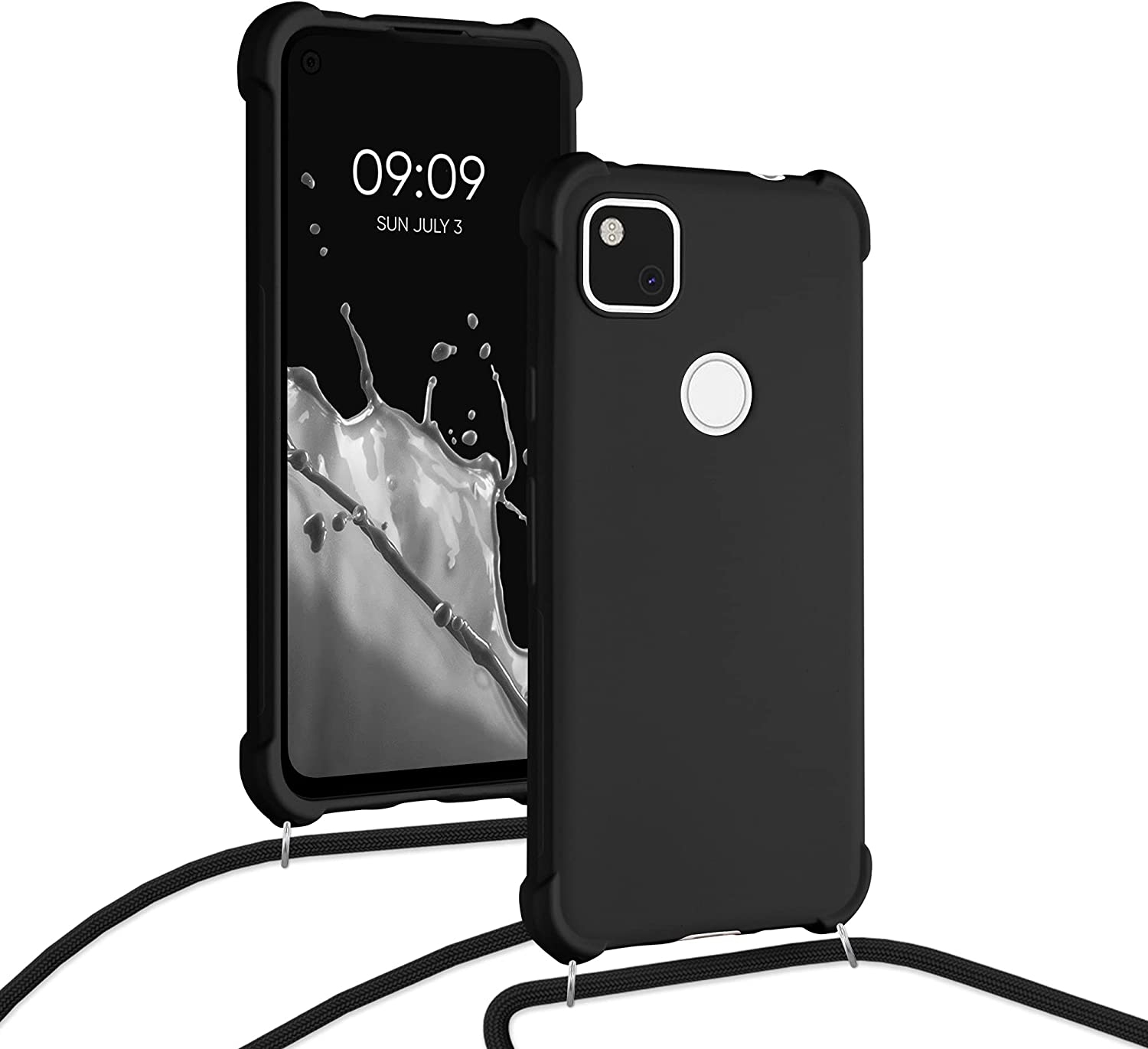 KWmobile Θήκη Σιλικόνης με Λουράκι Λαιμού Google Pixel 4a - Black