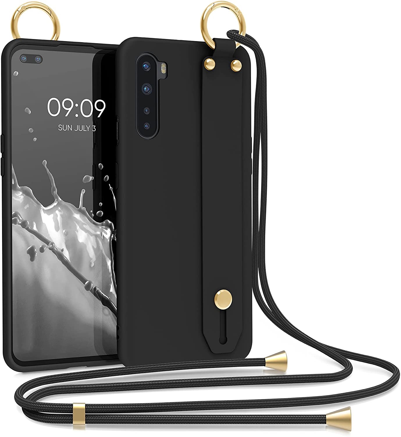 KWmobile Θήκη Σιλικόνης με Λουράκι Λαιμού και Finger Holder - OnePlus Nord - Black