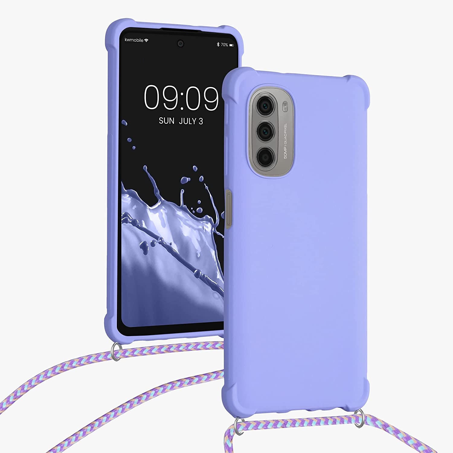 KWmobile Θήκη Σιλικόνης με Λουράκι Λαιμού Motorola Moto G51 5G - Lavender