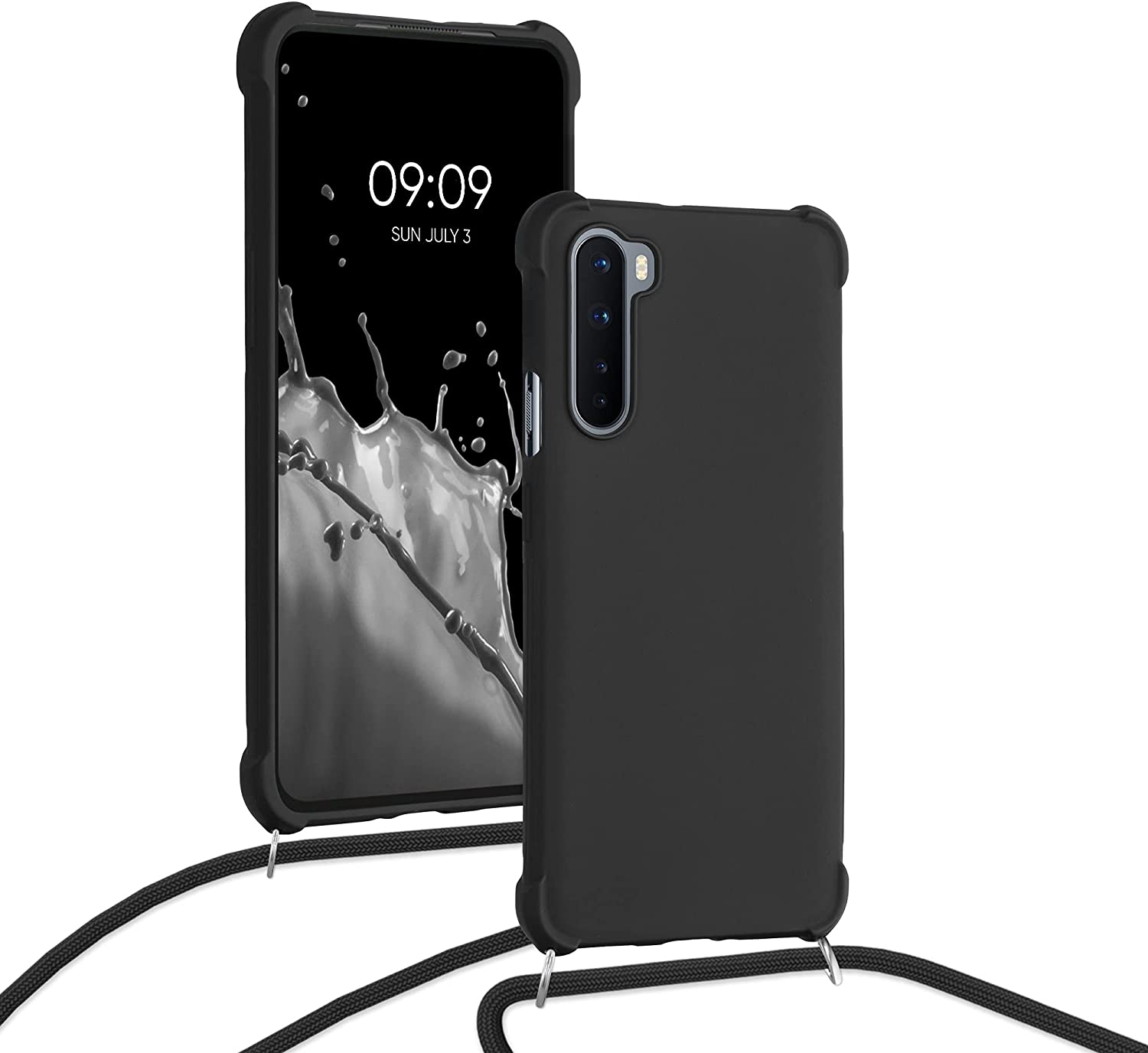 KWmobile Θήκη Σιλικόνης με Λουράκι Λαιμού OnePlus Nord - Black 
