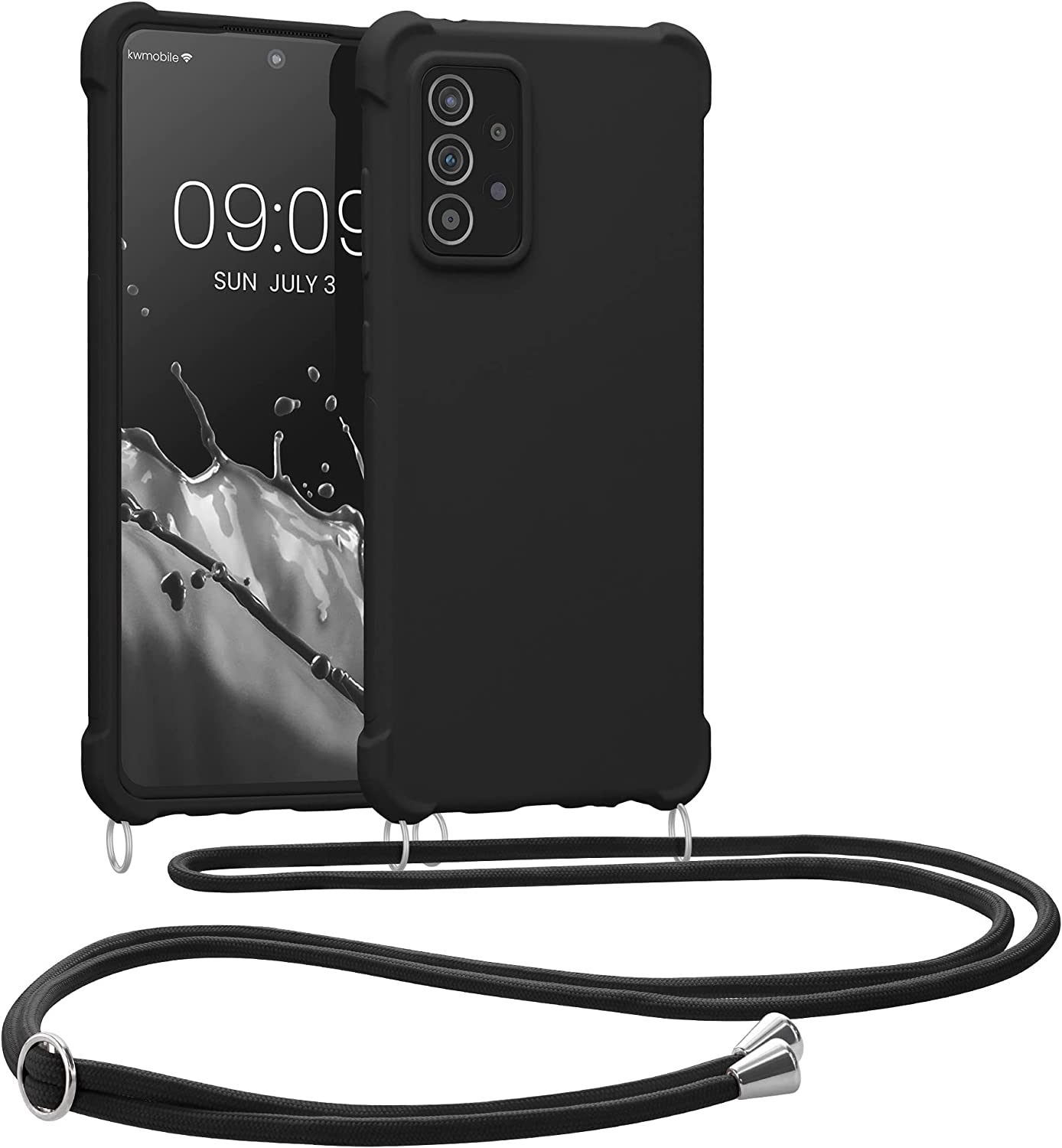 KWmobile Matte Θήκη Σιλικόνης με Λουράκι Λαιμού Samsung Galaxy A53 5G - Black