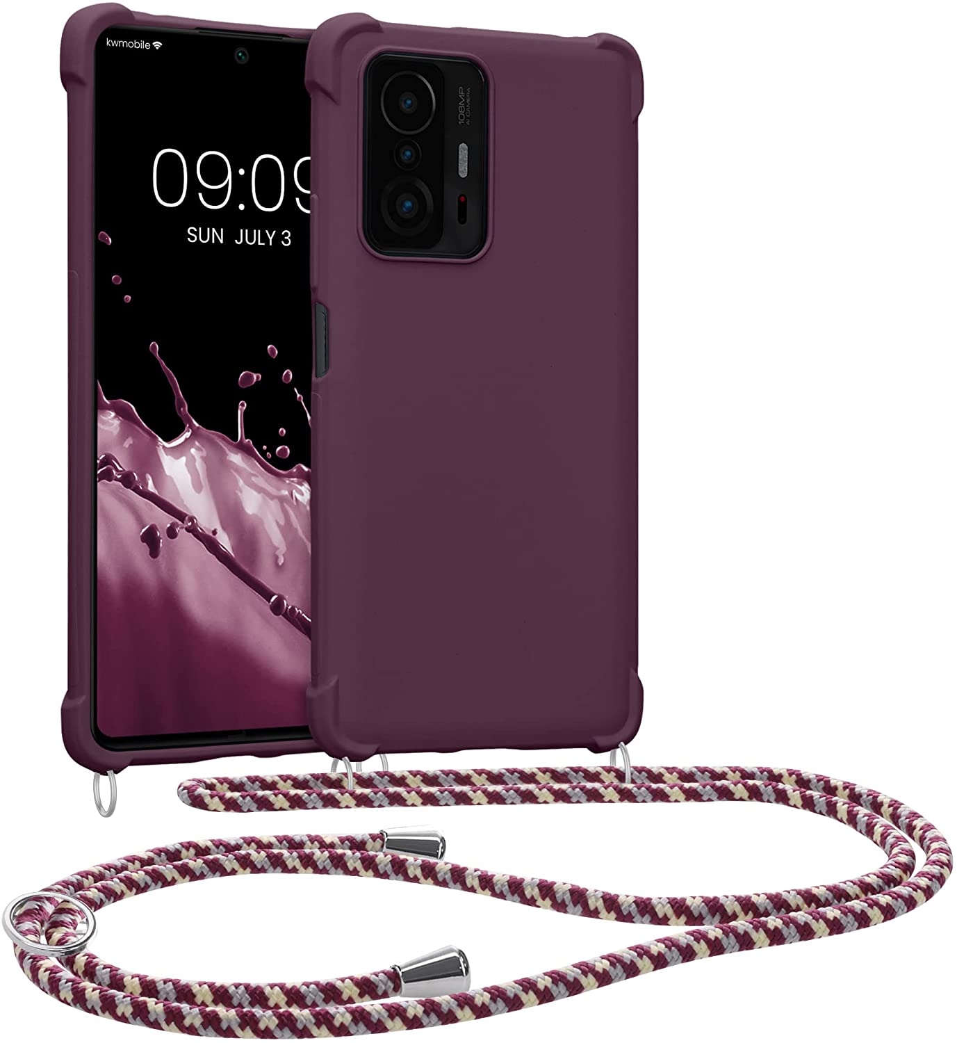 KWmobile Θήκη Σιλικόνης με Λουράκι Λαιμού Xiaomi 11T / 11T Pro - Bordeaux Violet