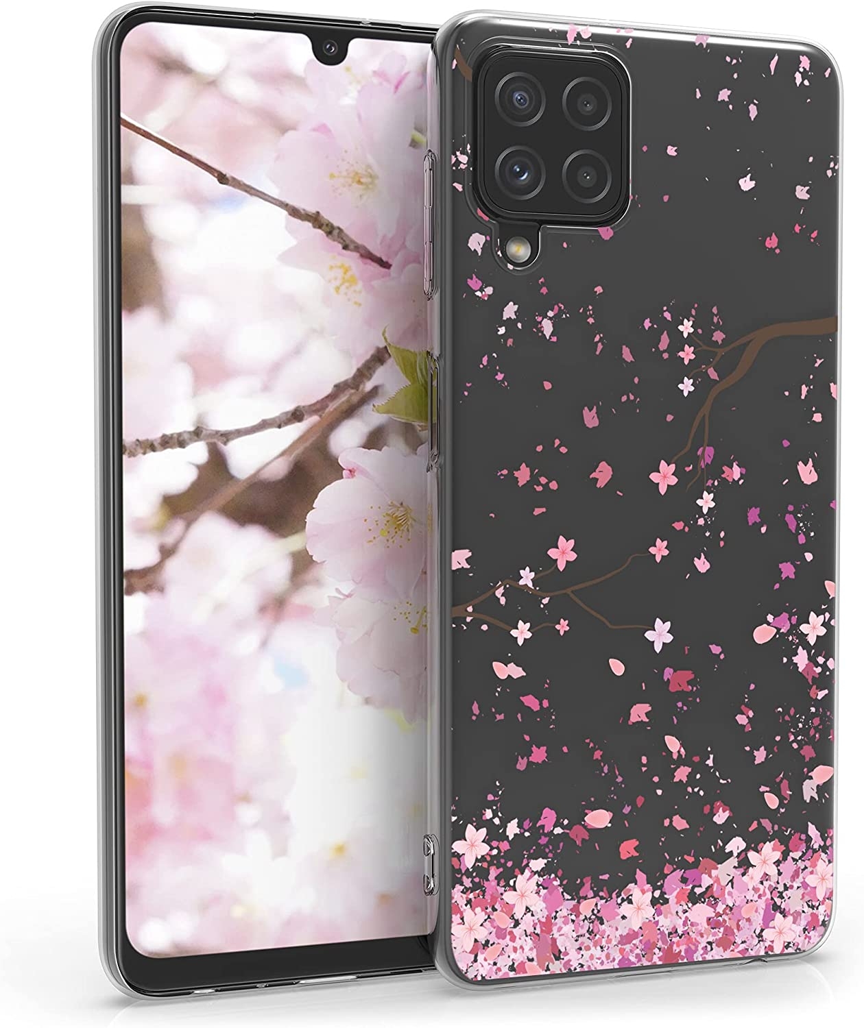 KWmobile Θήκη Σιλικόνης Samsung Galaxy A22 4G - Cherry Blossoms / Pink / Dark Brown / Transparent