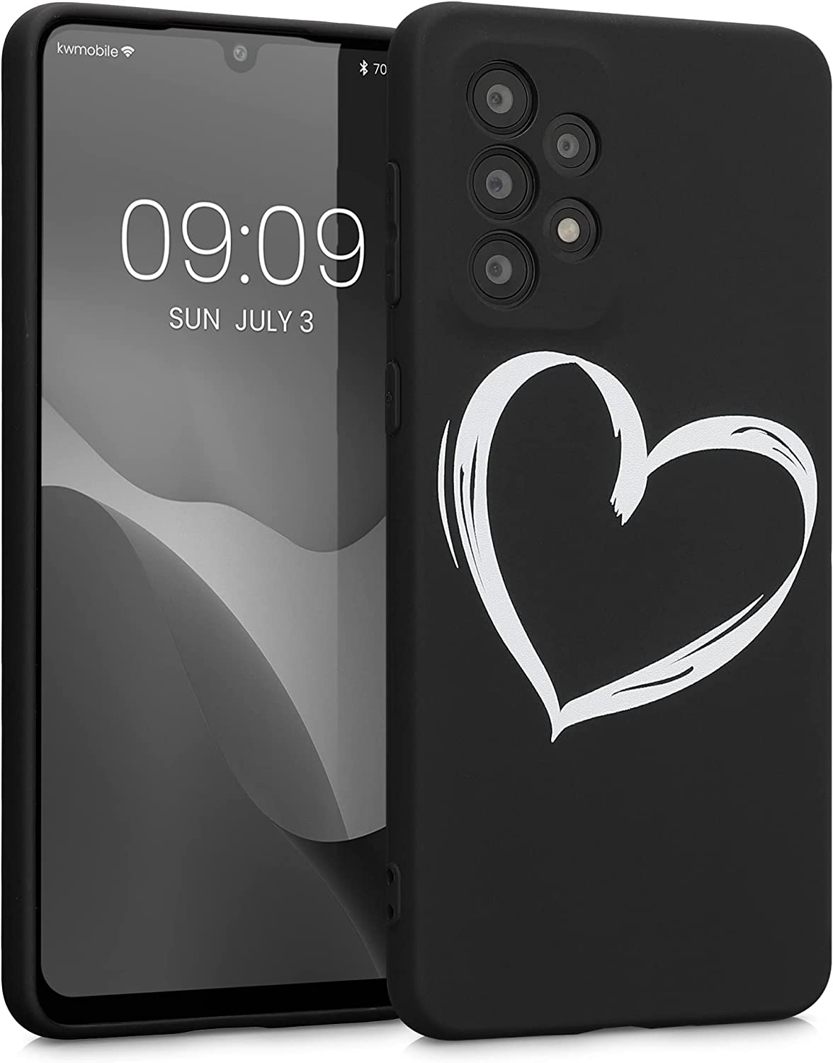 KWmobile Θήκη Σιλικόνης Samsung Galaxy A33 5G - Brushed Heart / White / Black