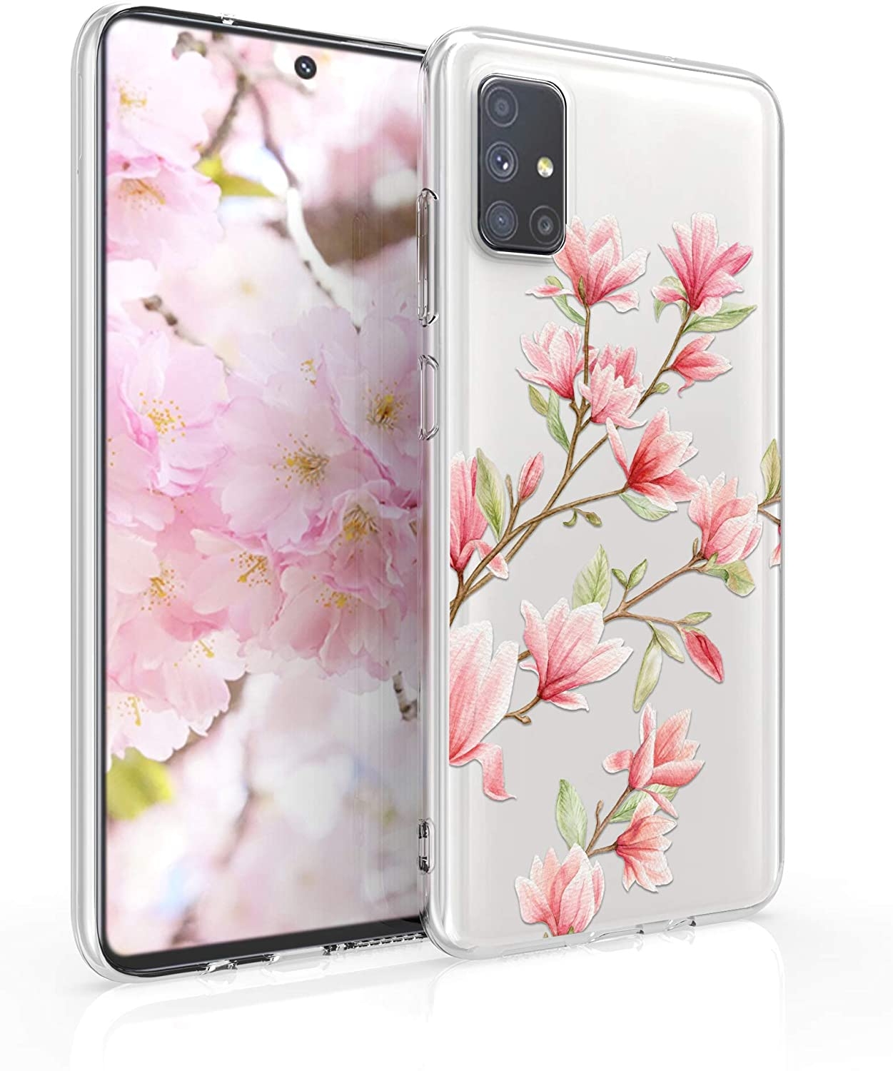 KWmobile Θήκη Σιλικόνης Samsung Galaxy M51 - Magnolias / Light Pink / White / Transparent