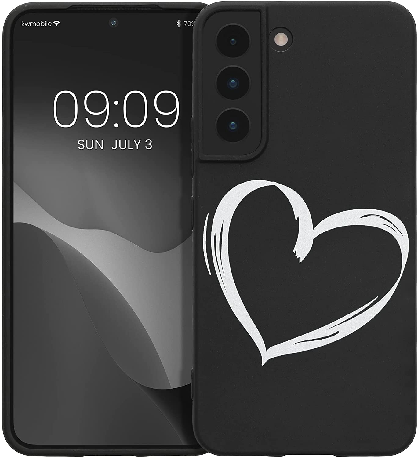 KWmobile Θήκη Σιλικόνης Samsung Galaxy S22 5G - Brushed Heart / White / Black