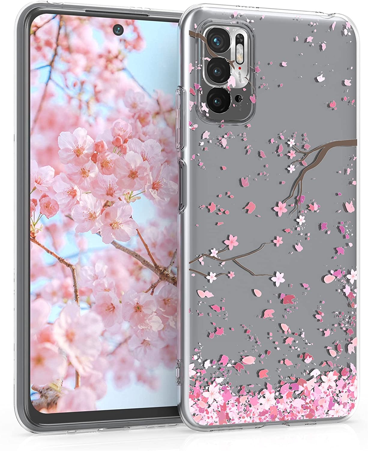 KWmobile Θήκη Σιλικόνης Xiaomi Redmi Note 10 5G - Cherry Blossoms / Pink / Dark Brown / Transparent 