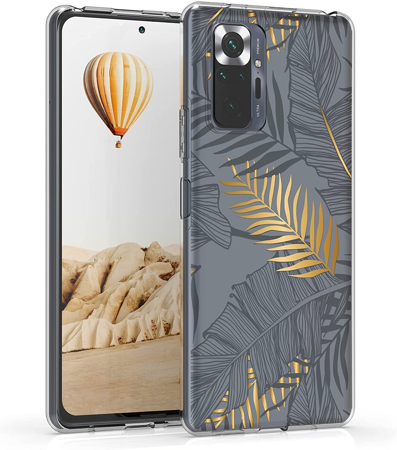 KWmobile Θήκη Σιλικόνης Xiaomi Redmi Note 10 Pro - Palm Leaves / Gold / Grey / Transparent