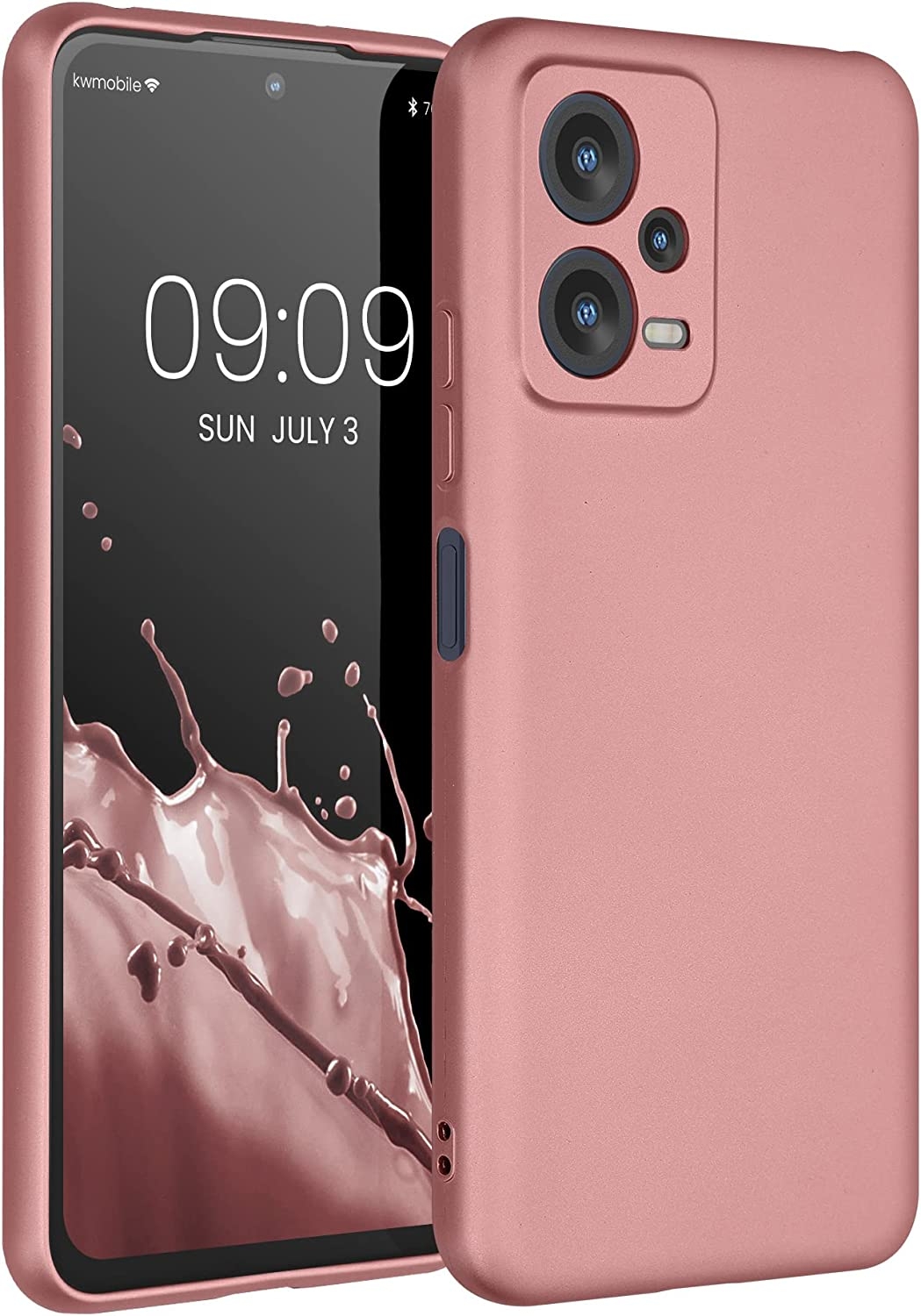 KWmobile Θήκη Σιλικόνης Xiaomi Redmi Note 12 5G / Poco X5 με Πλαίσιο Κάμερας - Metallic Rose Gold