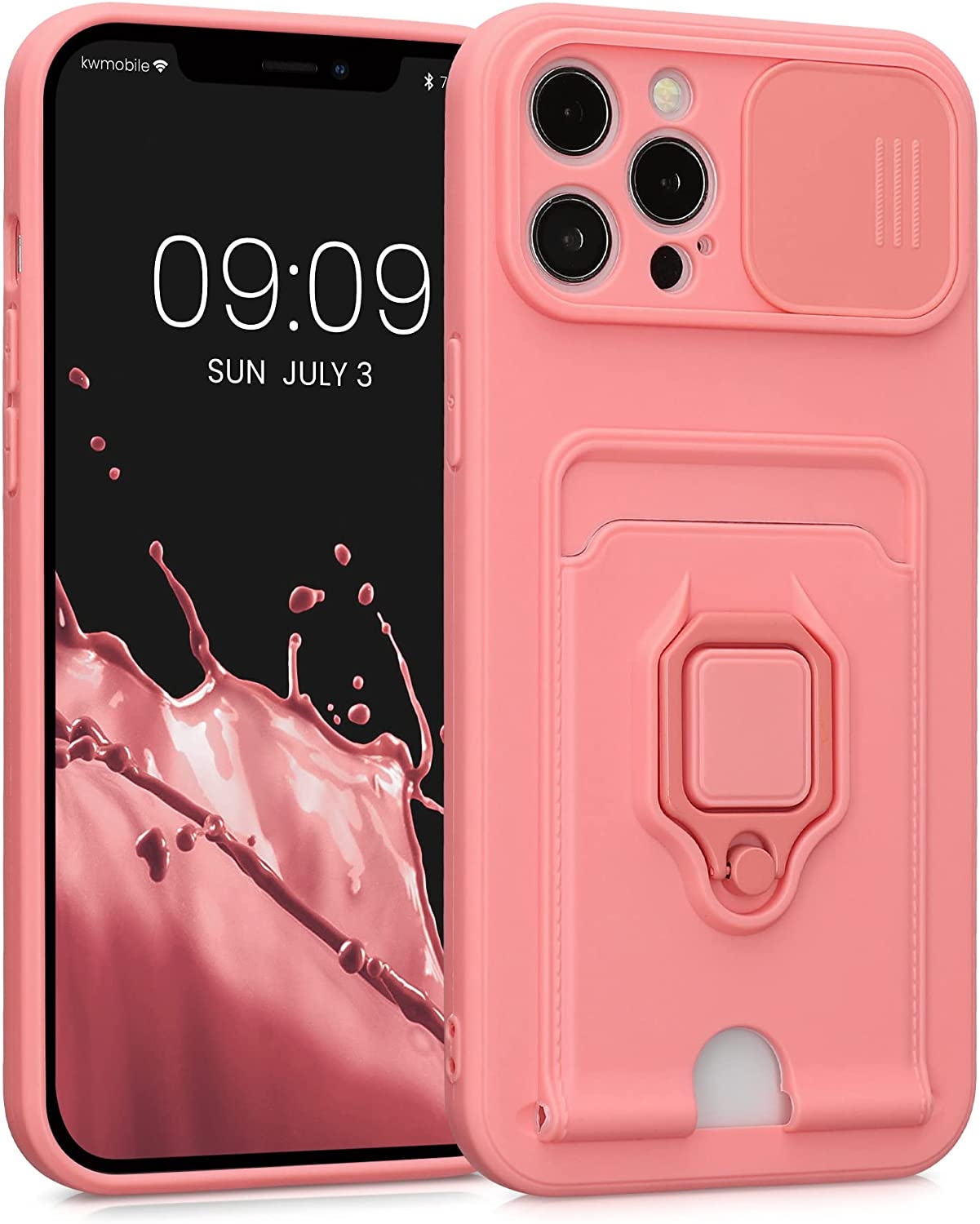 KWmobile Θήκη Σιλικόνης με Κάλυμμα για την Κάμερα / Υποδοχή Κάρτας & Μεταλλικό Ring Holder - Apple iPhone 12 Pro Max - Winter Rose