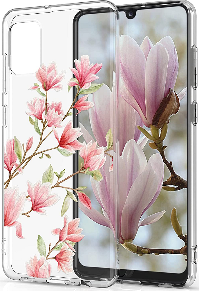 KWmobile Θήκη Σιλικόνης Samsung Galaxy A02s - Magnolias / Pink / White / Transparent (54046.02)