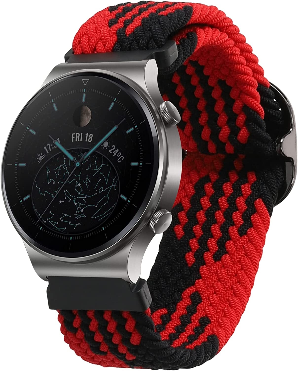 KW Nylon Λουράκι (22mm) Huawei Watch GT2 Pro / GT2 46mm / GT 2e - Black / Red