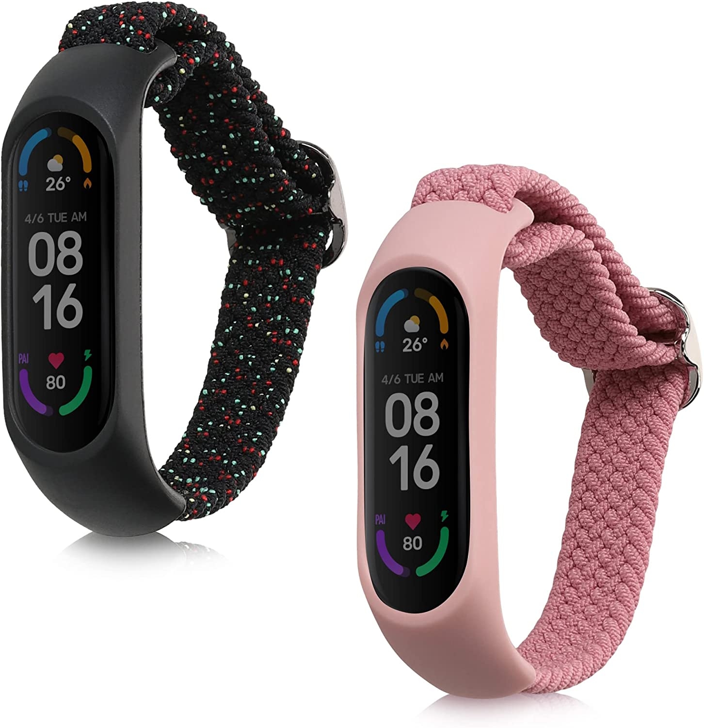 KW Nylon Λουράκι Xiaomi Mi Smart Band 6 / Mi Band 6 / Band 5 - 2 Τεμάχια - Pink / Black / Green