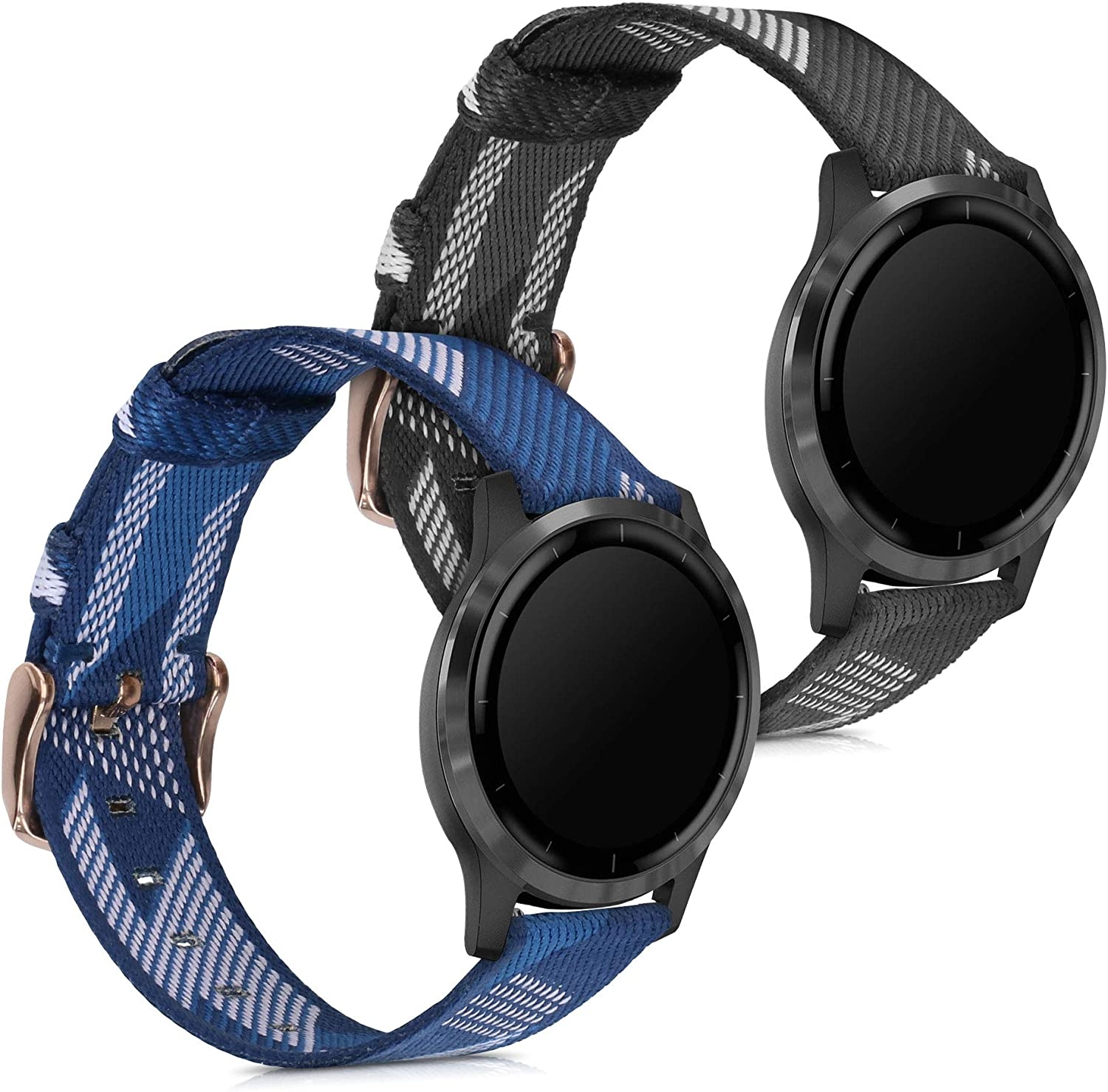 KW Nylon Λουράκια Garmin Vivoactive 4 - Grey / Blue - 2 Τεμάχια