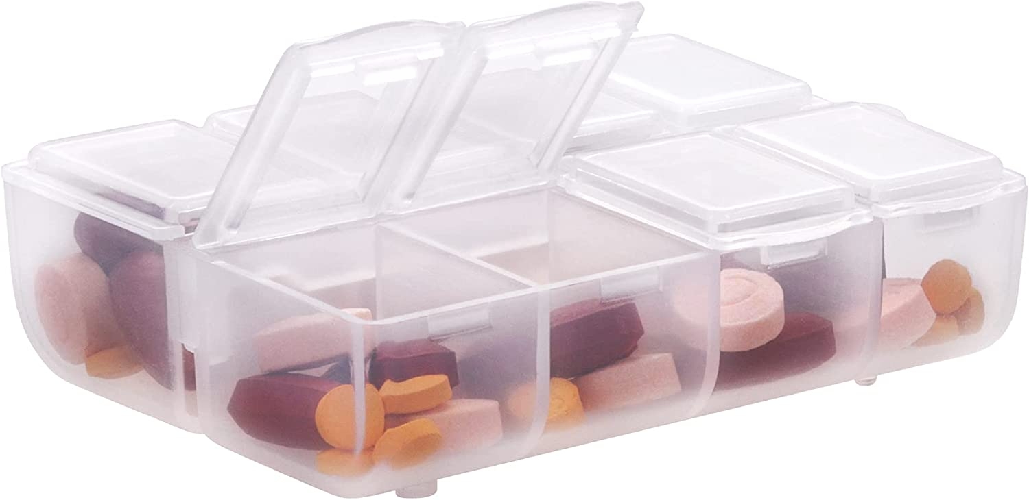 KW Pill Organizer Box - Θήκη Χαπιών με 8 Θέσεις - 7.5 x 6.3 x 2.5 cm - Matte Transparent