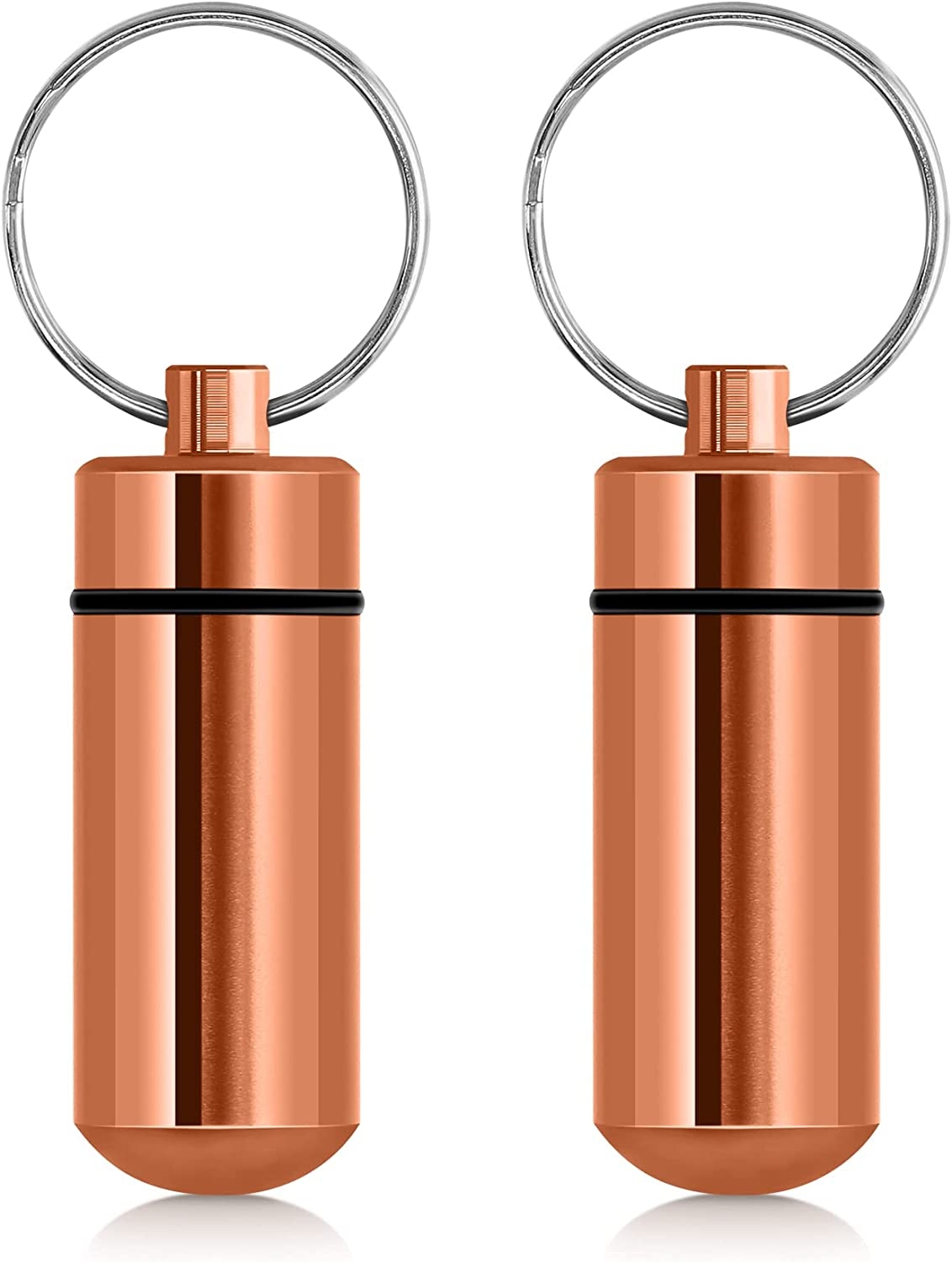 KW Pill Organizer - Μεταλλική Θήκη Χαπιών / Μπρελόκ - 4.8 x 1.7 x 1.7 cm - 2 Τεμάχια - Rose Gold