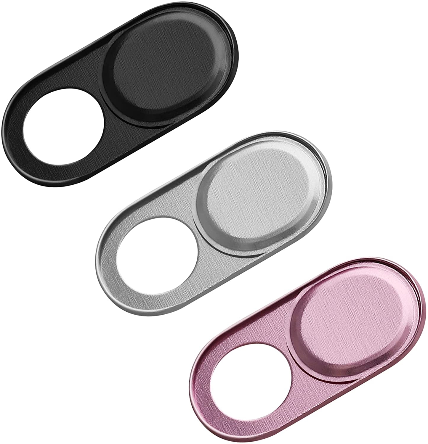 KW Aluminum Alloy Camera Cover - Προστατευτικό Αυτοκόλλητο Κάλυμμα Κάμερας από Αλουμίνιο για Smartphone / Laptop / Tablet / Desktop - 3 Τεμάχια - Black / Silver / Rose Gold