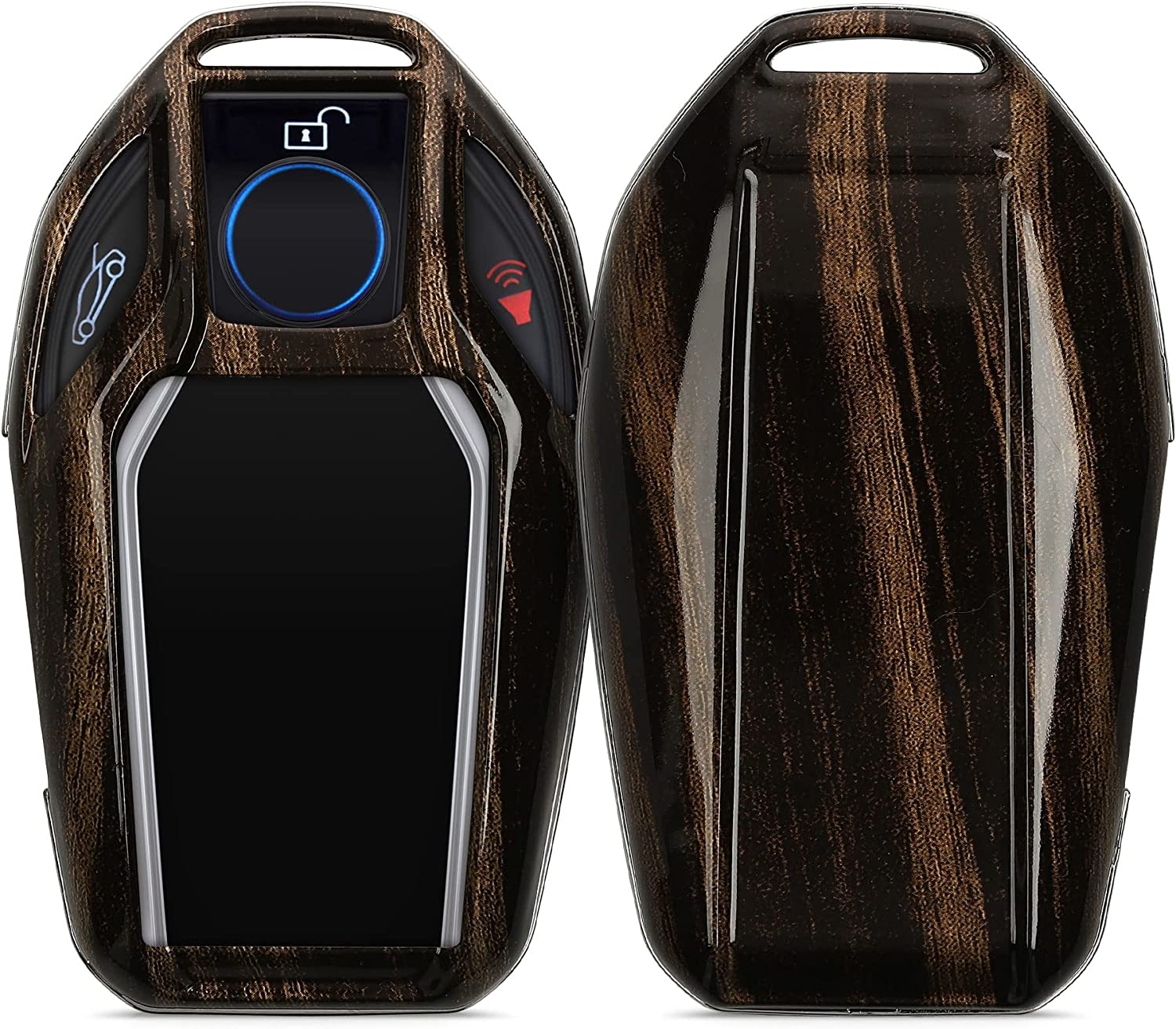 KW Σκληρή Θήκη Κλειδιού BMW - 3 Κουμπιά - Display Car Key - Woodgrain Brown