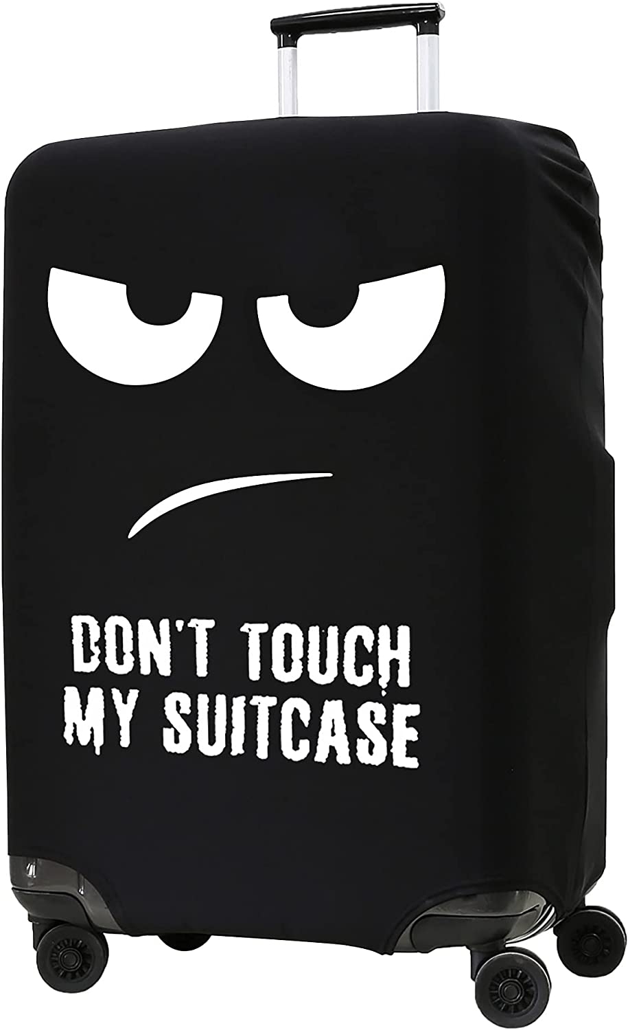 KW Suitcase Cover - Ελαστικό Κάλυμμα Βαλίτσας με Φερμουάρ από Ύφασμα Spandex / Λύκρα - XL / 29 - 32" - Don't Touch My Suitcase / Black / White 
