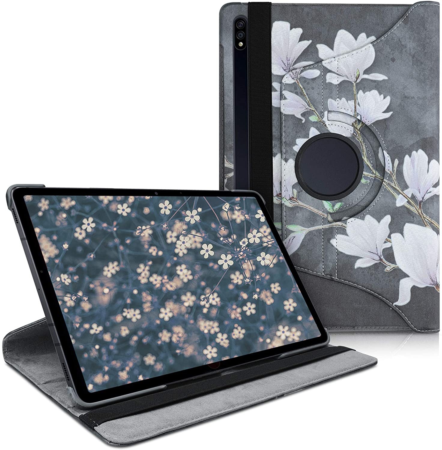 KW Θήκη 360° Samsung Galaxy Tab S8 Plus / S7 Plus 12.4" - Magnolias Taupe / White / Dark Grey